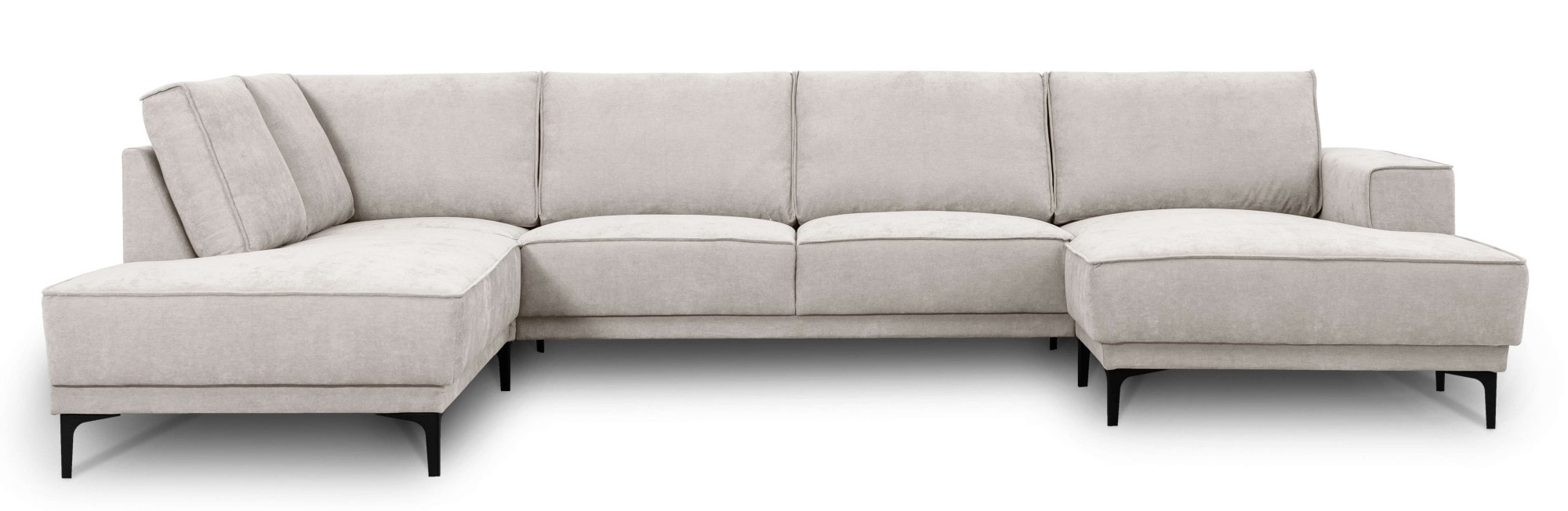 Places of Style Wohnlandschaft »XXL Sofa Oland, Struktur, Flachgewebe, Luxus-Microfaser, Boucle«, U-Form, 345 cm, Wellenunterfederung, Skandi-Design, Metallfüße