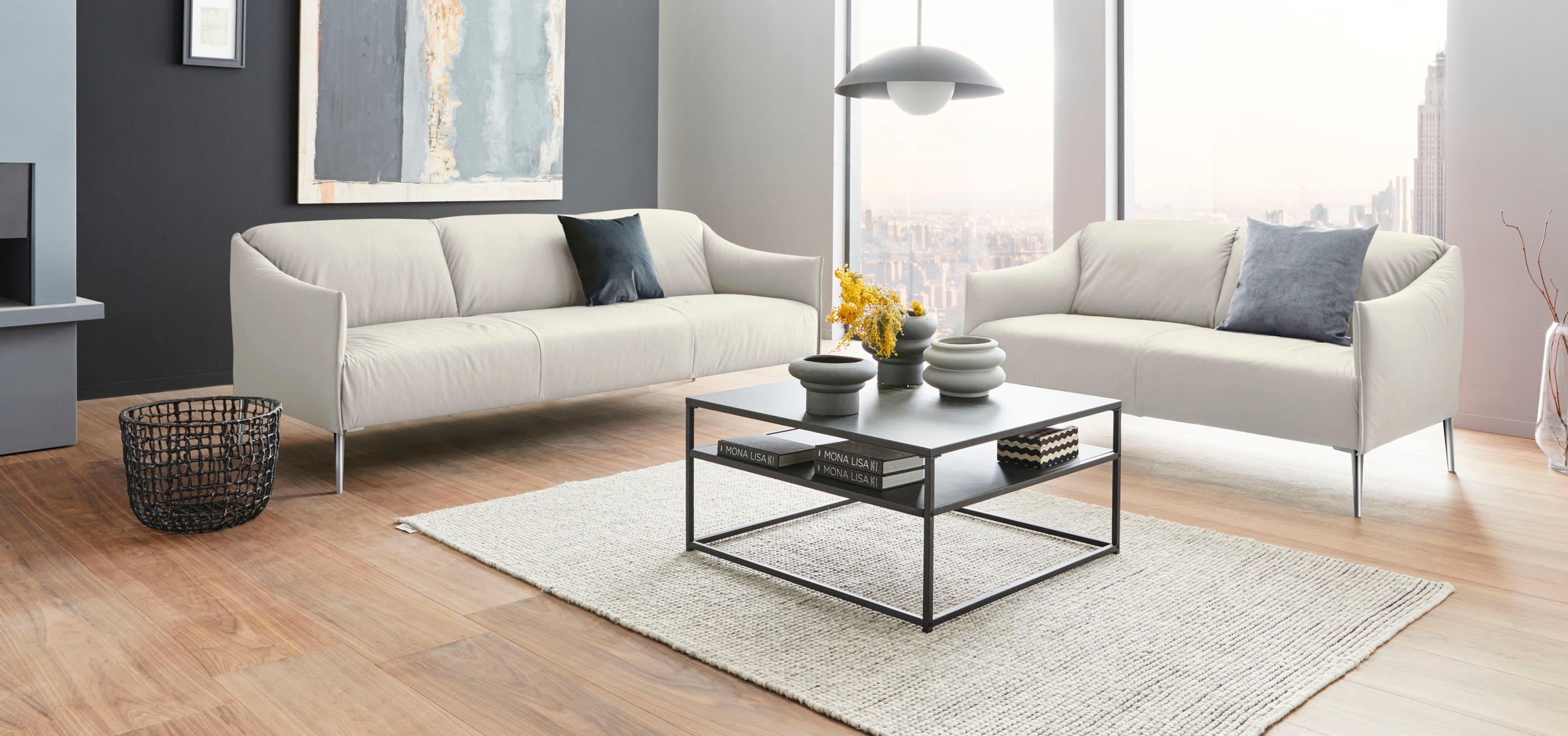 W.SCHILLIG 3-Sitzer »sally«, mit Metallfüßen in Chrom glänzend, Breite 224 cm