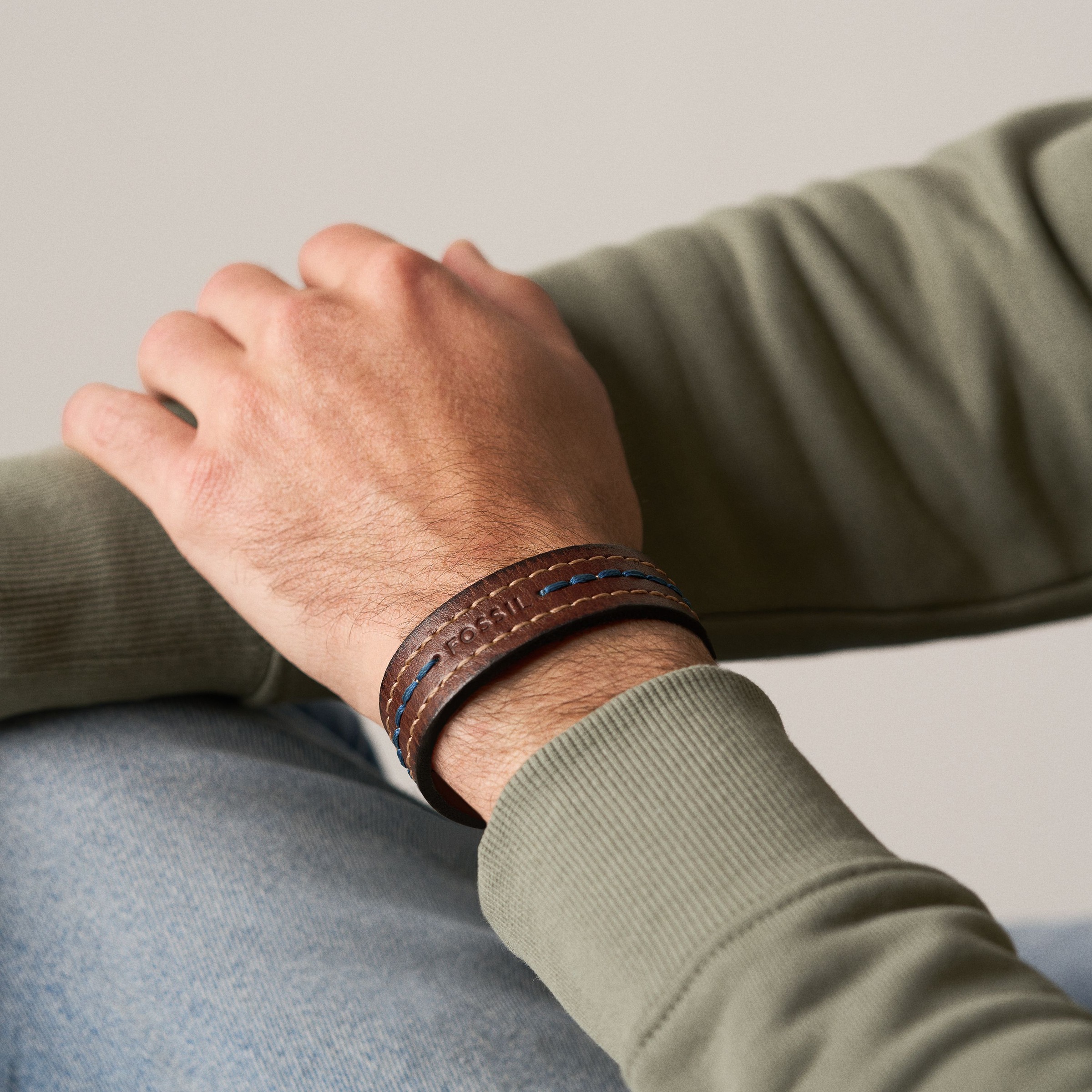 Fossil Armband »Schmuck Geschenk Metall, Leder, Textil EVERETT«