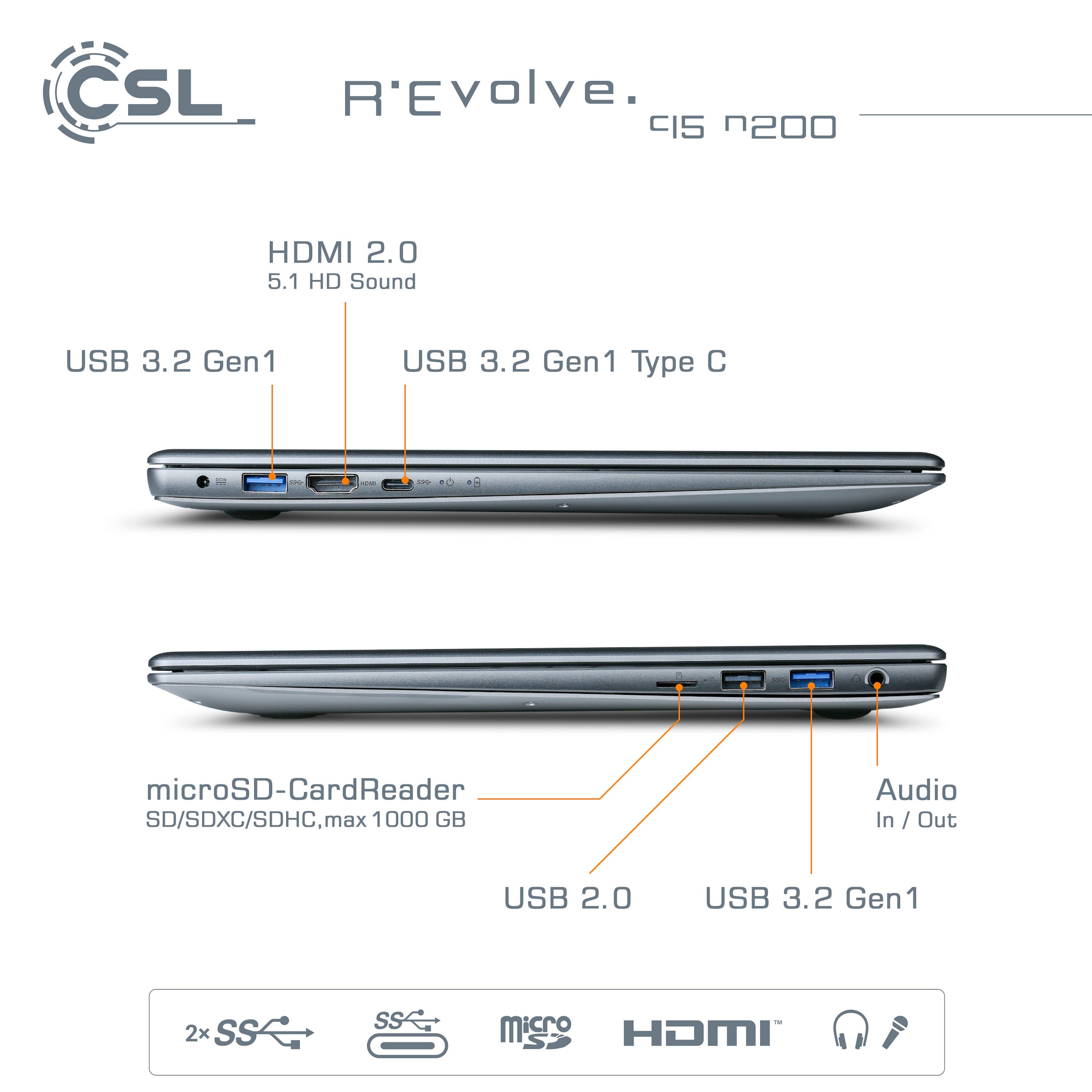 CSL Notebook »R'Evolve C15 v3«, 39,6 cm, / 15,6 Zoll, 500 GB SSD