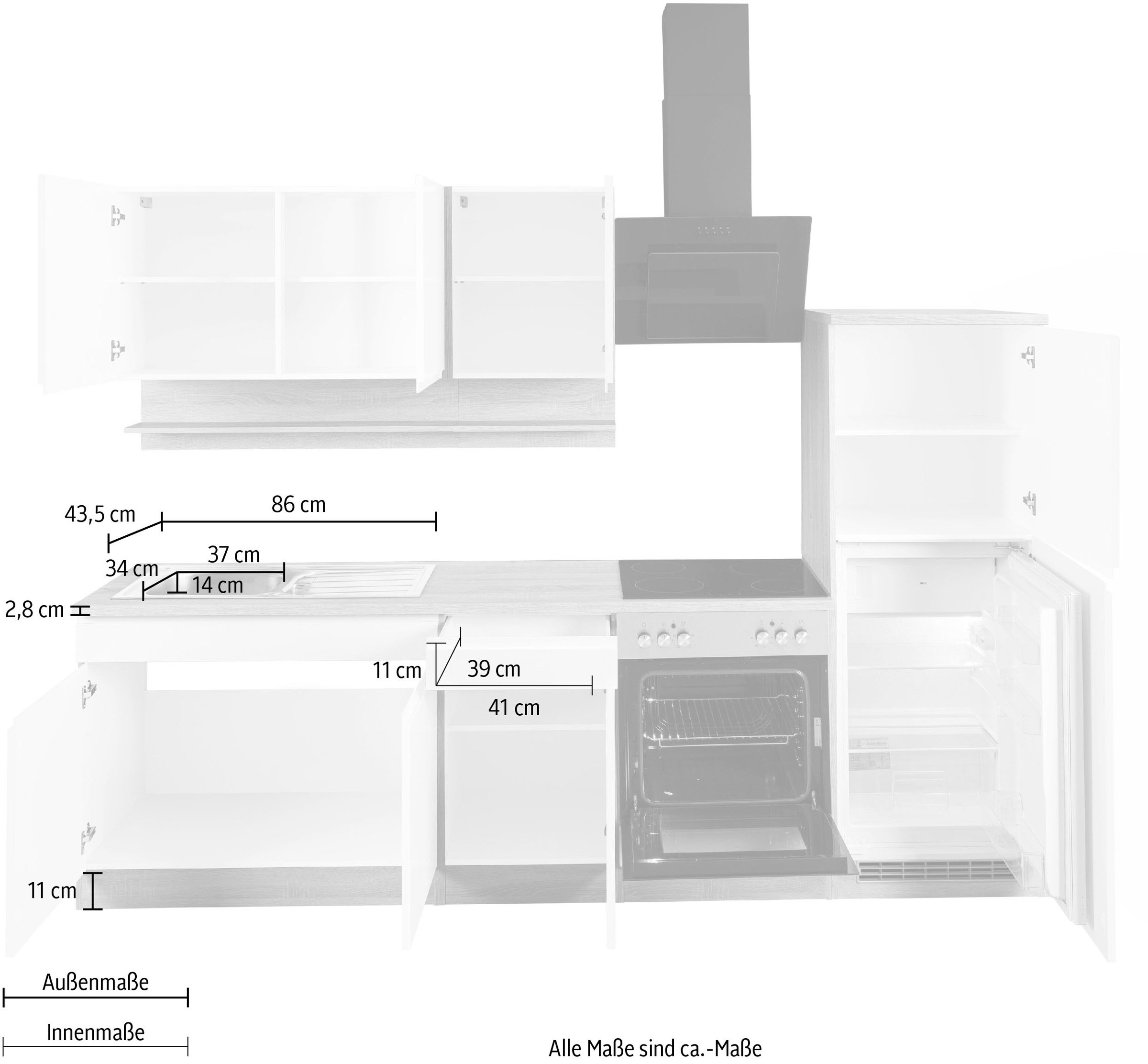 HELD MÖBEL Küche »Virginia«, Breite 270 cm, wahlweise mit E-Geräten bequem  bestellen | Spülenschränke