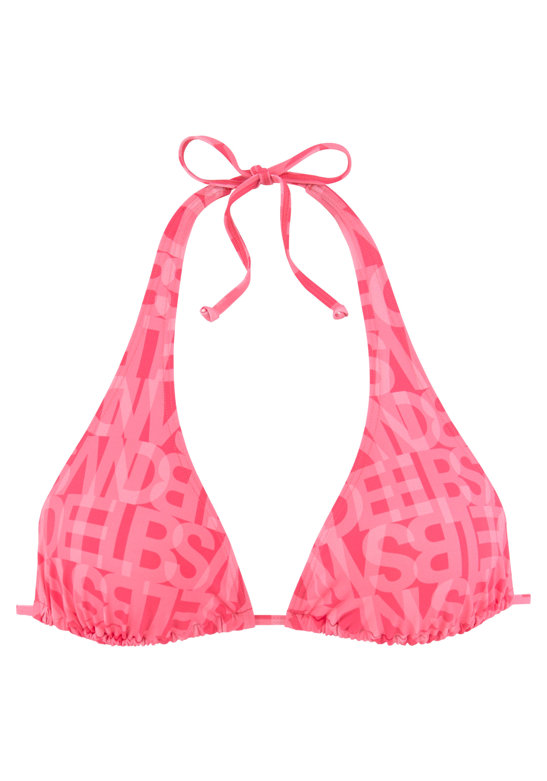 Elbsand, Damen, Triangel-Bikini-Top »Letra« mit tollem Wording, koralle, Cup A/B, 34 - Cup A/B, koralle, Modischer Allover-Print