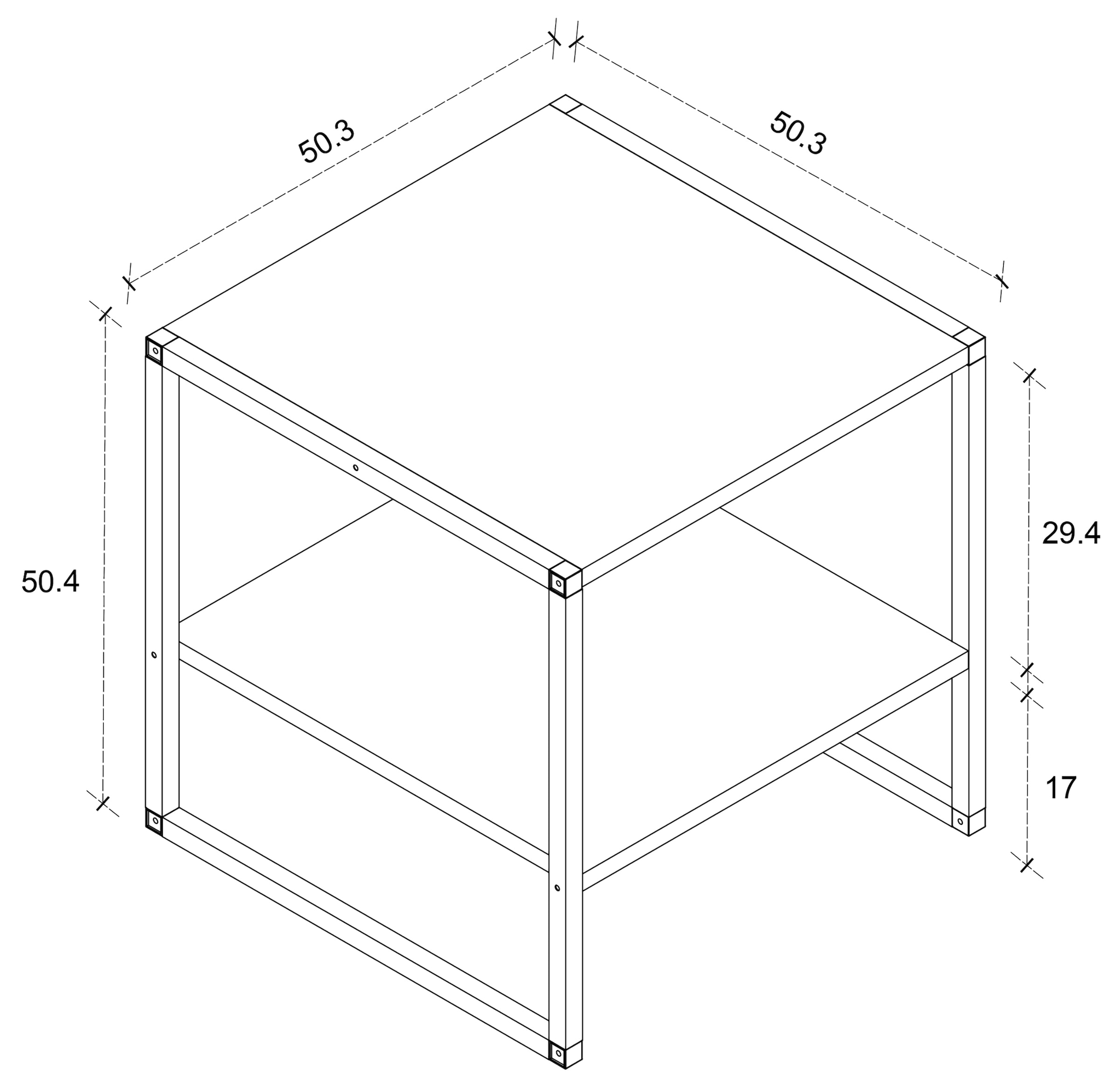 VCM Couchtisch »VCM Holz Beistelltisch | Couchtisch im schlichten Industriestyle | Maße ca. H. 50 x B. 50 x T. 50 cm | Wohnzimmertisch | Kaffeetisch - Insasi M«, (Insasi)