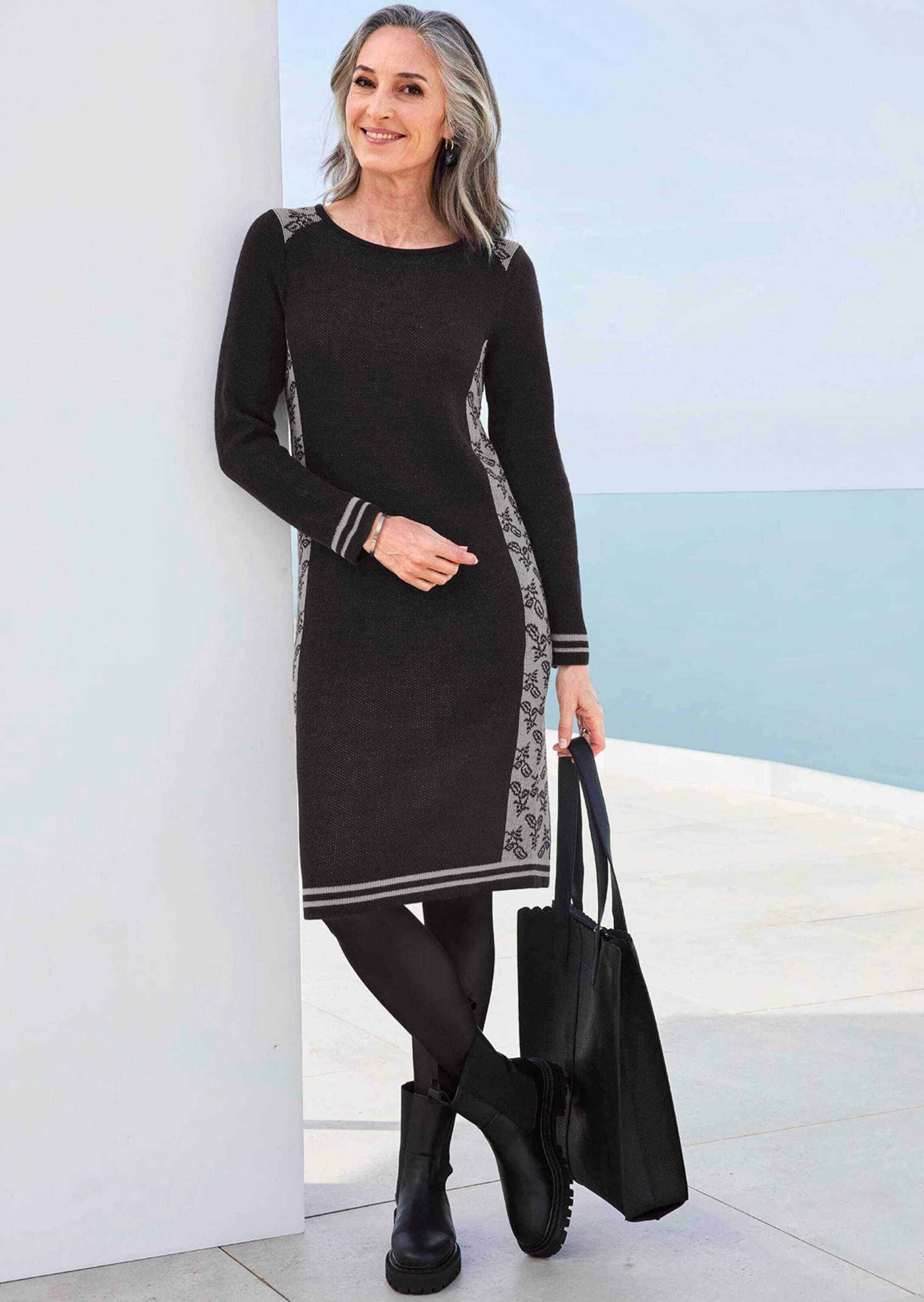 GOLDNER Strickkleid »Kurzgröße Jacquard Strickkleid« keine/nicht relevant