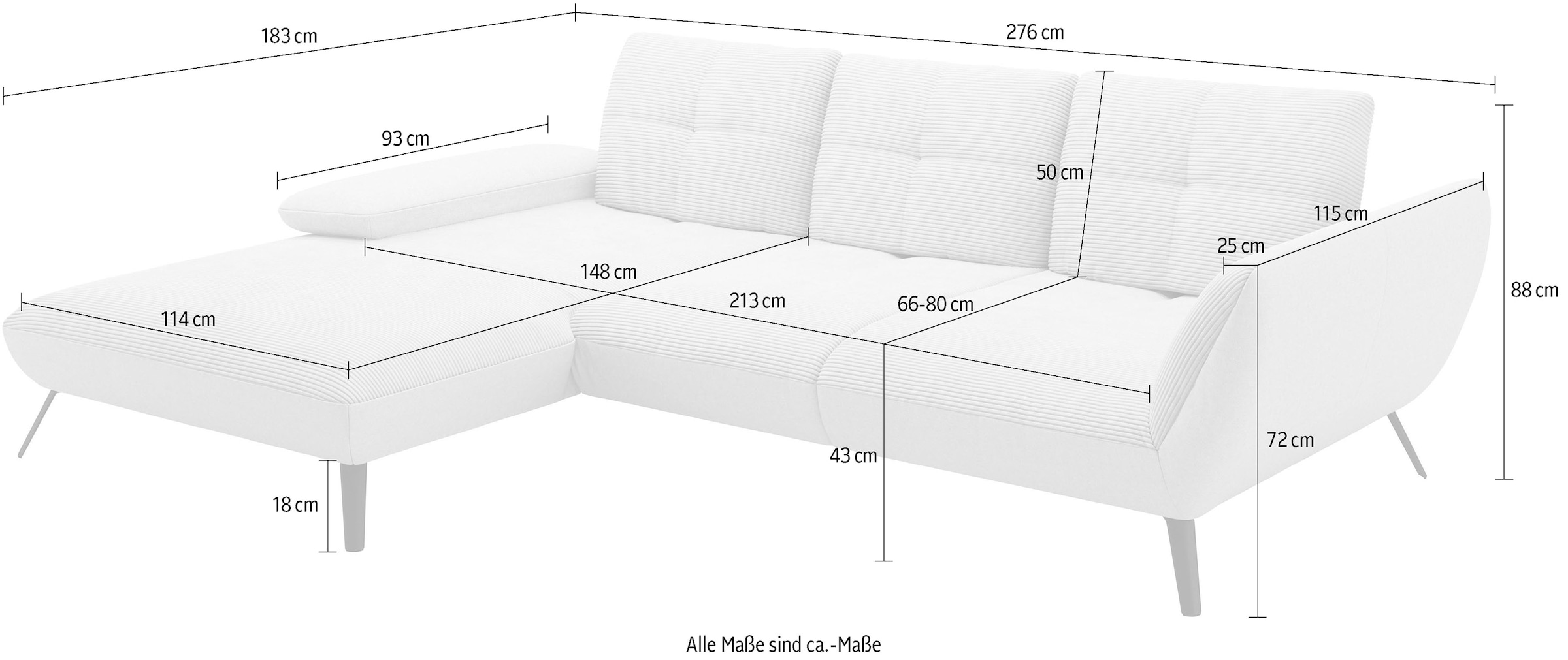 Places of Style Ecksofa »Mikado L-Form«, inkl. Sitztiefenverstellung und Armteilverstellung