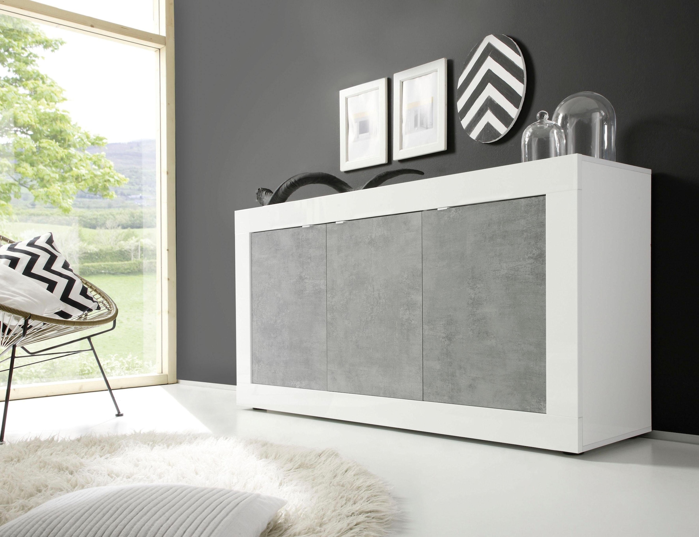 INOSIGN Sideboard »Basic Breite 160 cm, Kommode 3 Türen, Anrichte,«, Metallgriff, moderne Rahmenoptik, viel Stauraum, Farbauswahl