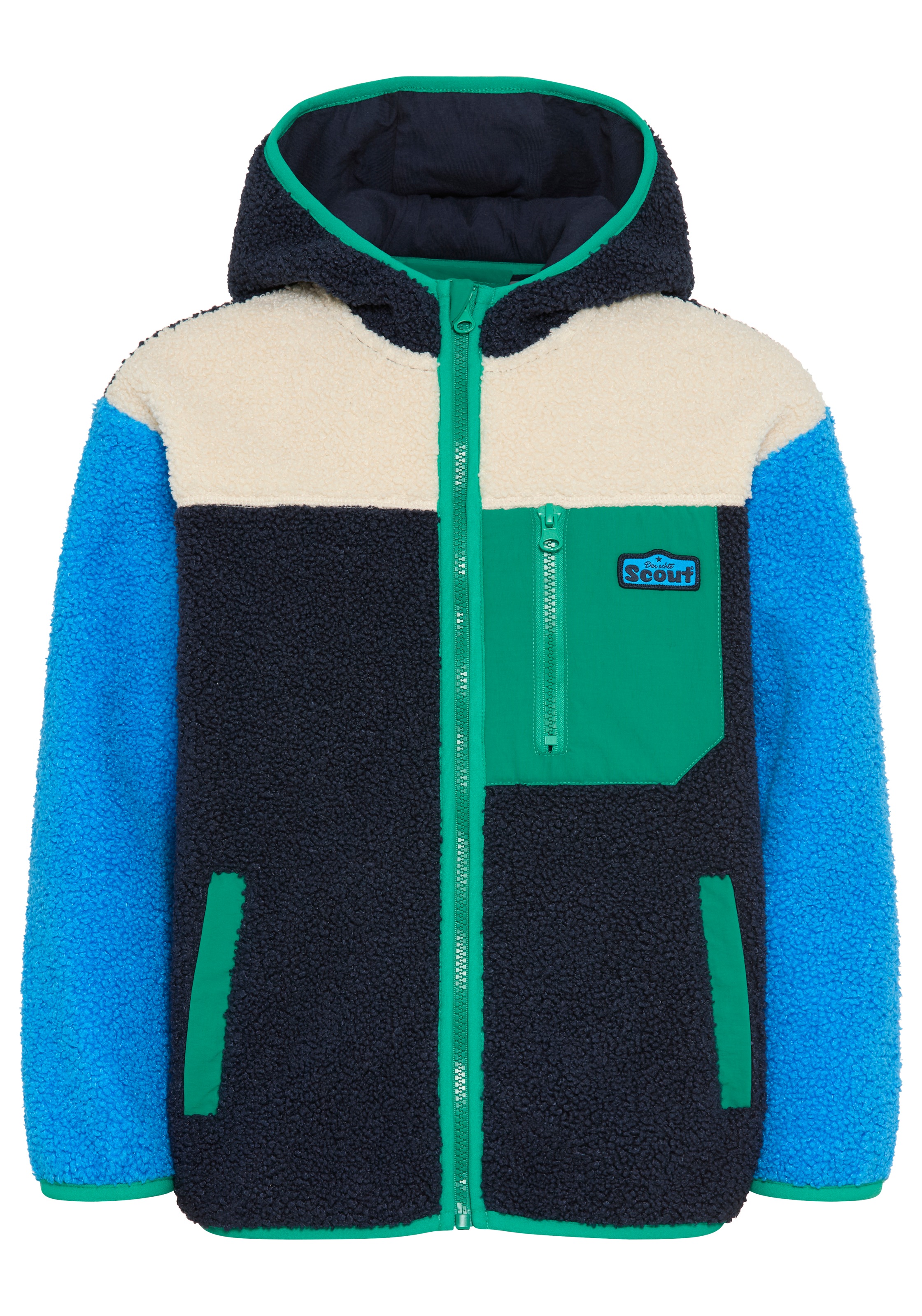 Scout Kapuzensweatjacke »Fleecejacke Colorblocking - NEU von SCOUT« mit Kapuze und Stehkragen, für Jungen, hüftlanger Schnitt