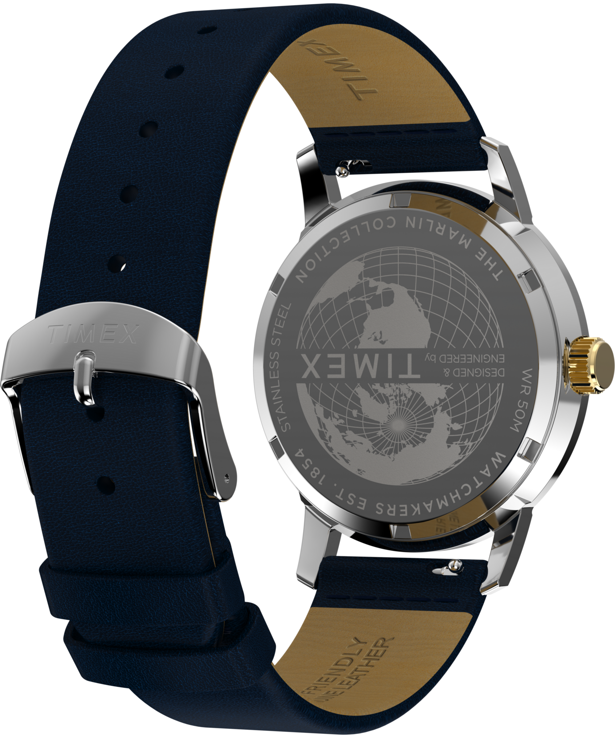 Timex Quarzuhr »MARLIN GMT« Armbanduhr, Herrenuhr, Lederarmband, Datum, Dualzeit