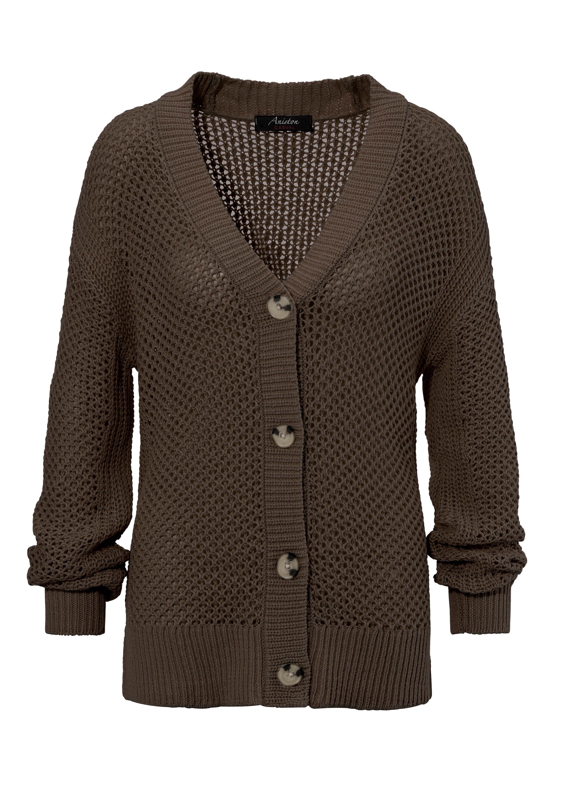 Aniston CASUAL Strickjacke, mit trendigem Lochstrick-Muster