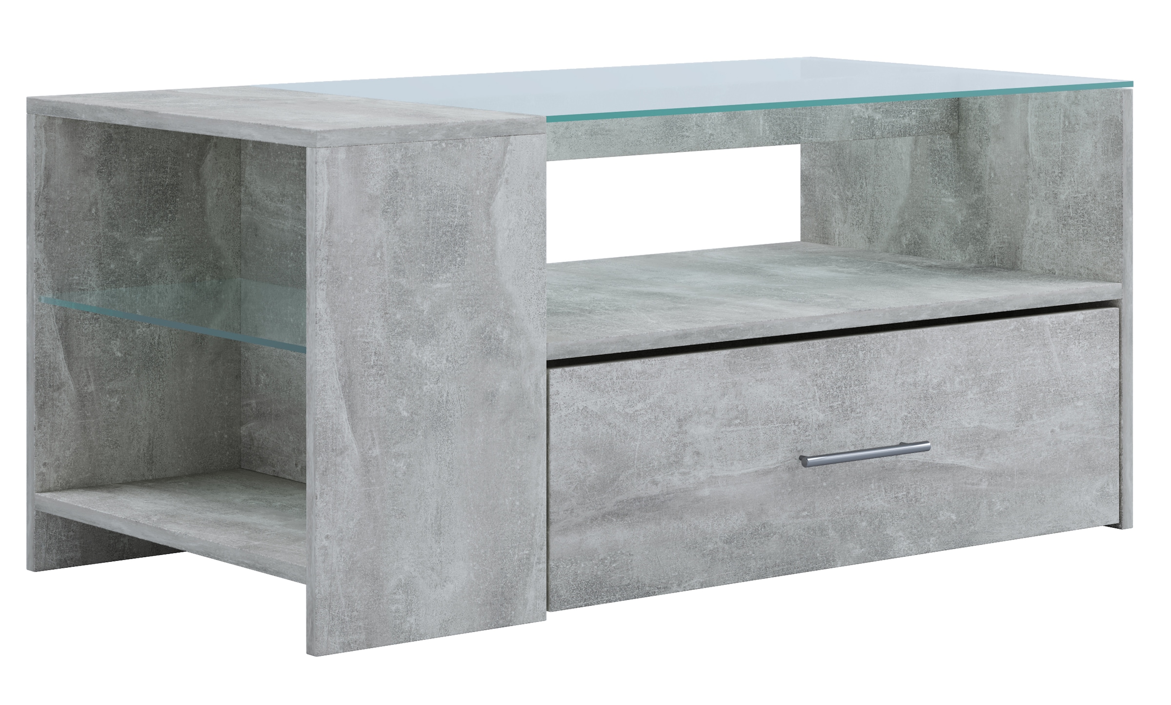 VCM Beistelltisch »Holz Sofatisch Couchtisch Schublade Glas Tindala«