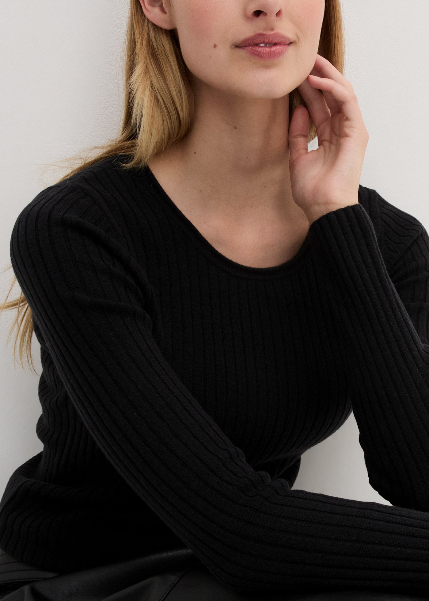 bonprix Strickpullover aus Merinowolle, Langarm, schmale Passform