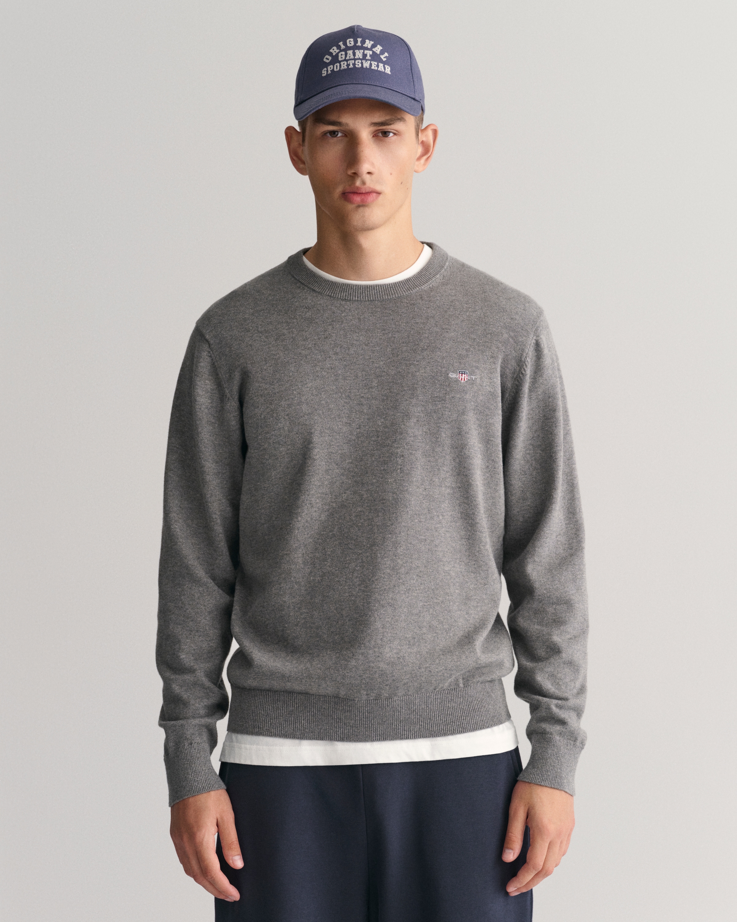 Gant Rundhalspullover »CLASSIC COTTON C-NECK«, Premium Strickpullver aus weicher 100% Baumwolle, Übergangspullover