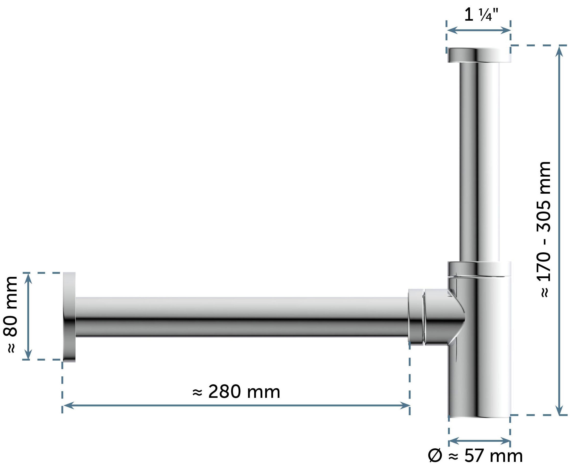 Kirchhoff Siphon »Design Flaschensiphon inkl. Reinigungsöffnung«, Röhrengeruchsverschluss für Waschbecken/Waschtische