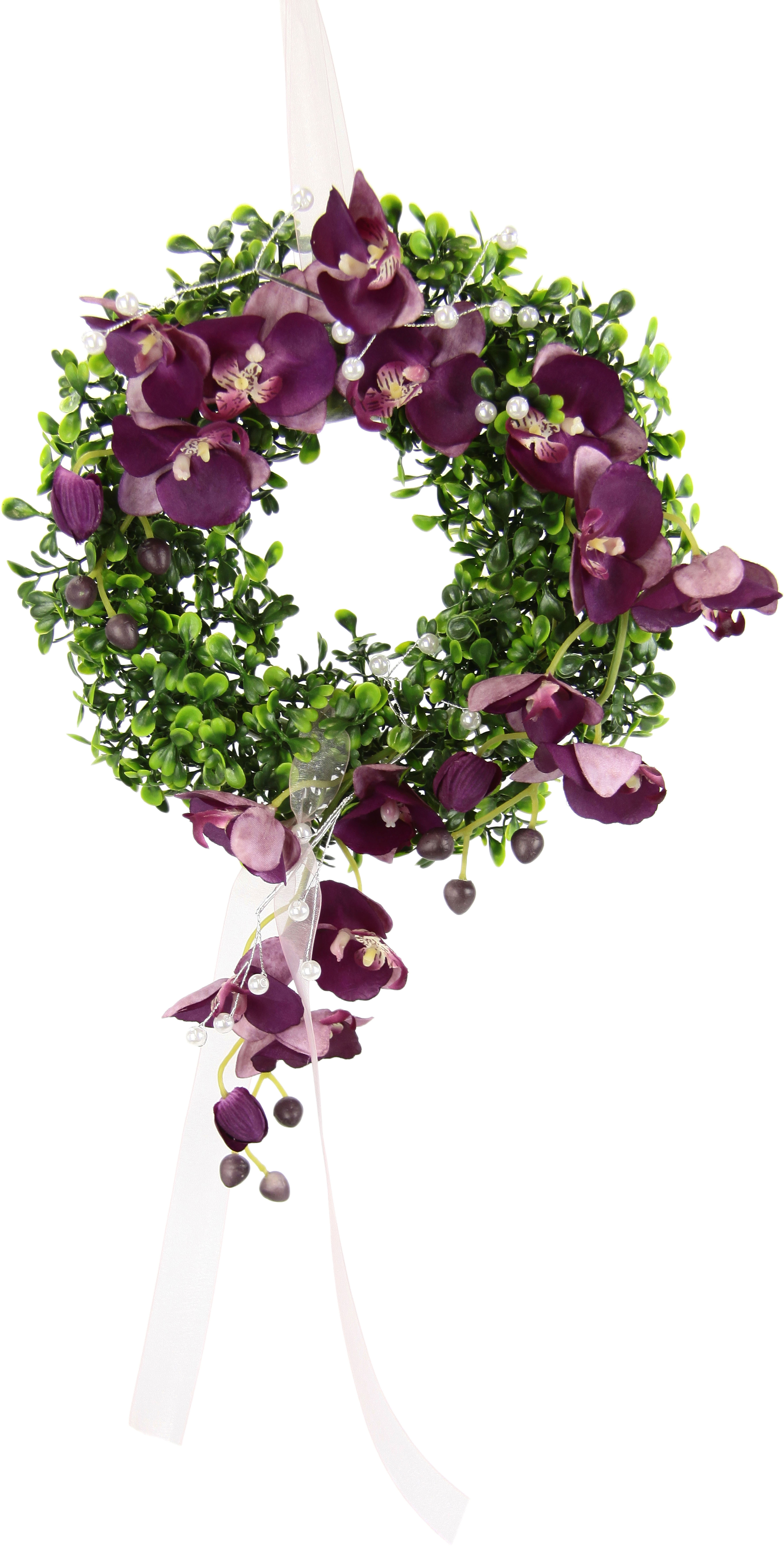 Kunstkranz »Orchidee«, Buchskranz Festliche Dekoration Hochzeitsdeko Wanddeko