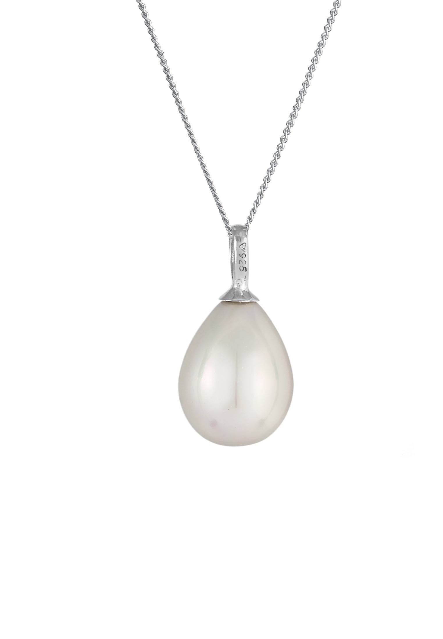 Nenalina Silberkette »Halskette Muschelkernperle Tropfen Klassik 925 Silber«