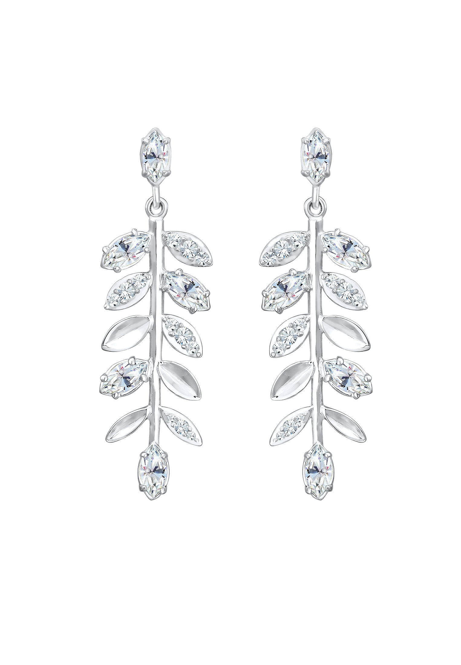 Elli Premium Paar Ohrhänger »Ohrringe Ohrhänger Blatt Glas Kristalle 925 Sterling Silber«