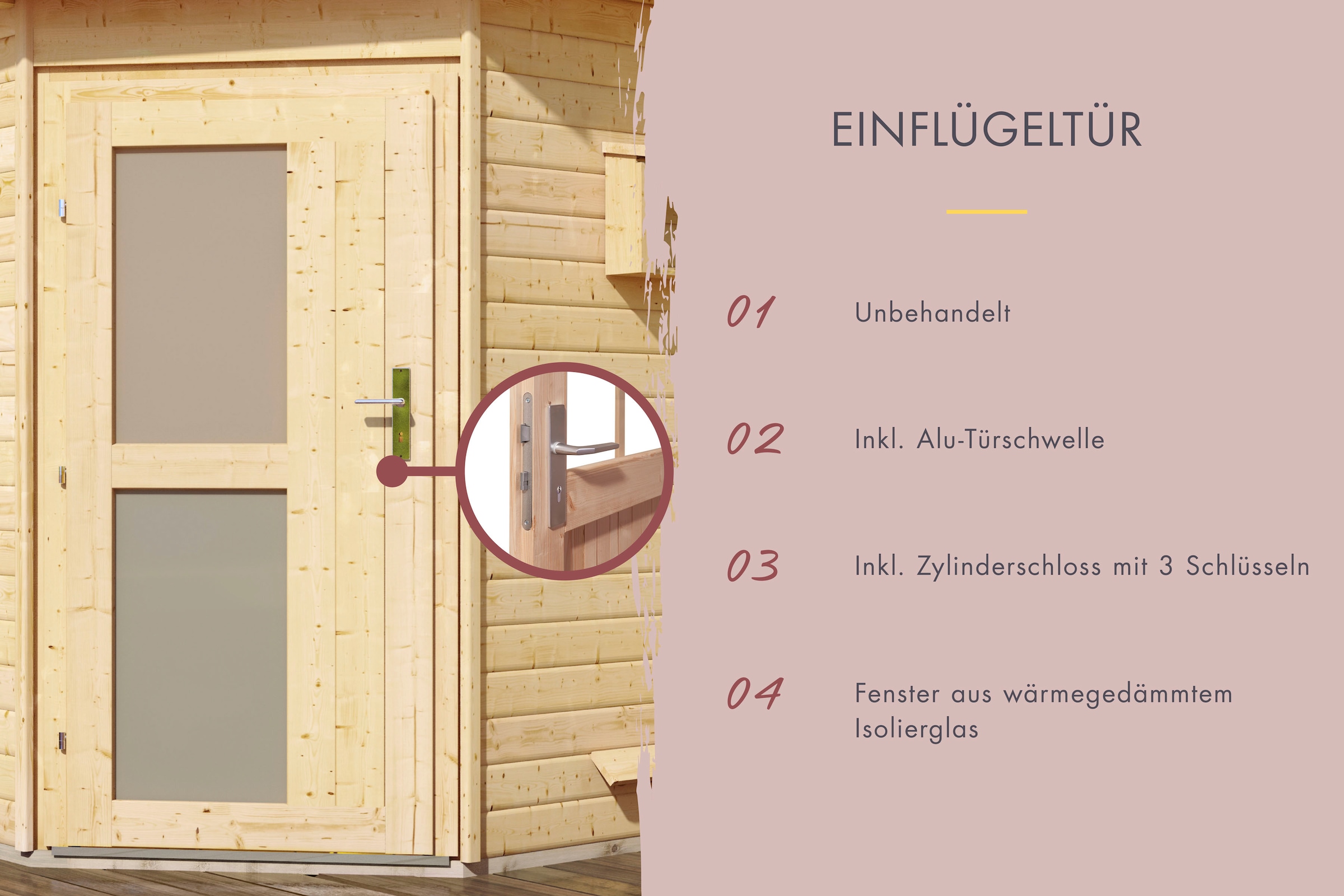 Karibu Saunahaus »Tore« Set,  Ofen 9 kW Bio externe Strg easy