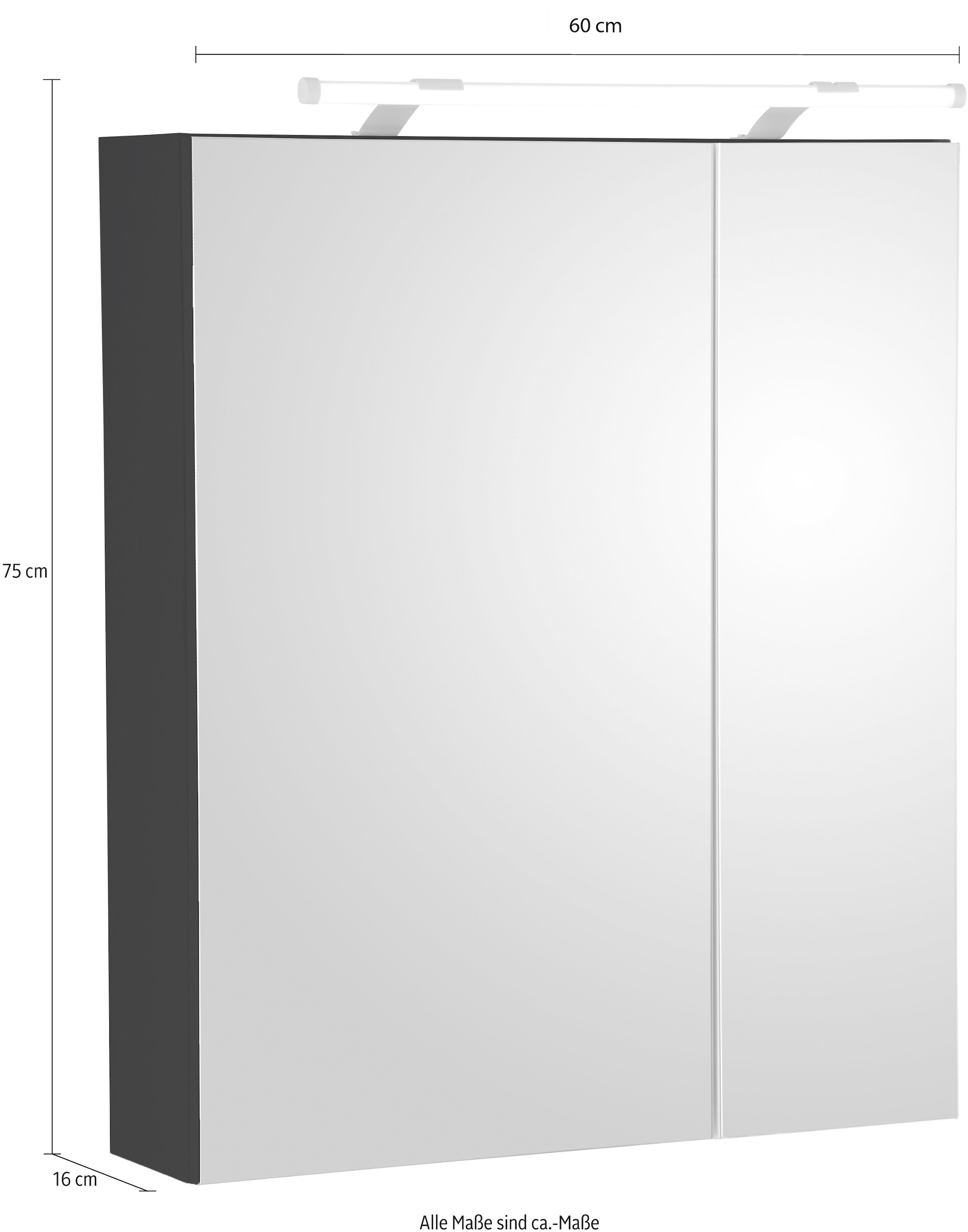 Schildmeyer Spiegelschrank »Dorina«, Breite 60 cm, 2-türig,  LED-Beleuchtung, Schalter-/Steckdosenbox online kaufen | mit 3 Jahren XXL  Garantie