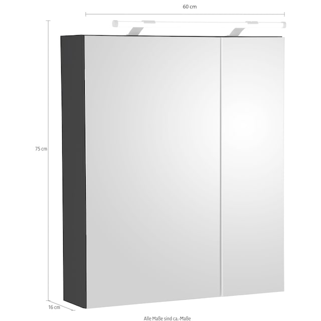 Schildmeyer Spiegelschrank »Dorina«, Breite 60 cm, 2-türig,  LED-Beleuchtung, Schalter-/Steckdosenbox online kaufen | mit 3 Jahren XXL  Garantie
