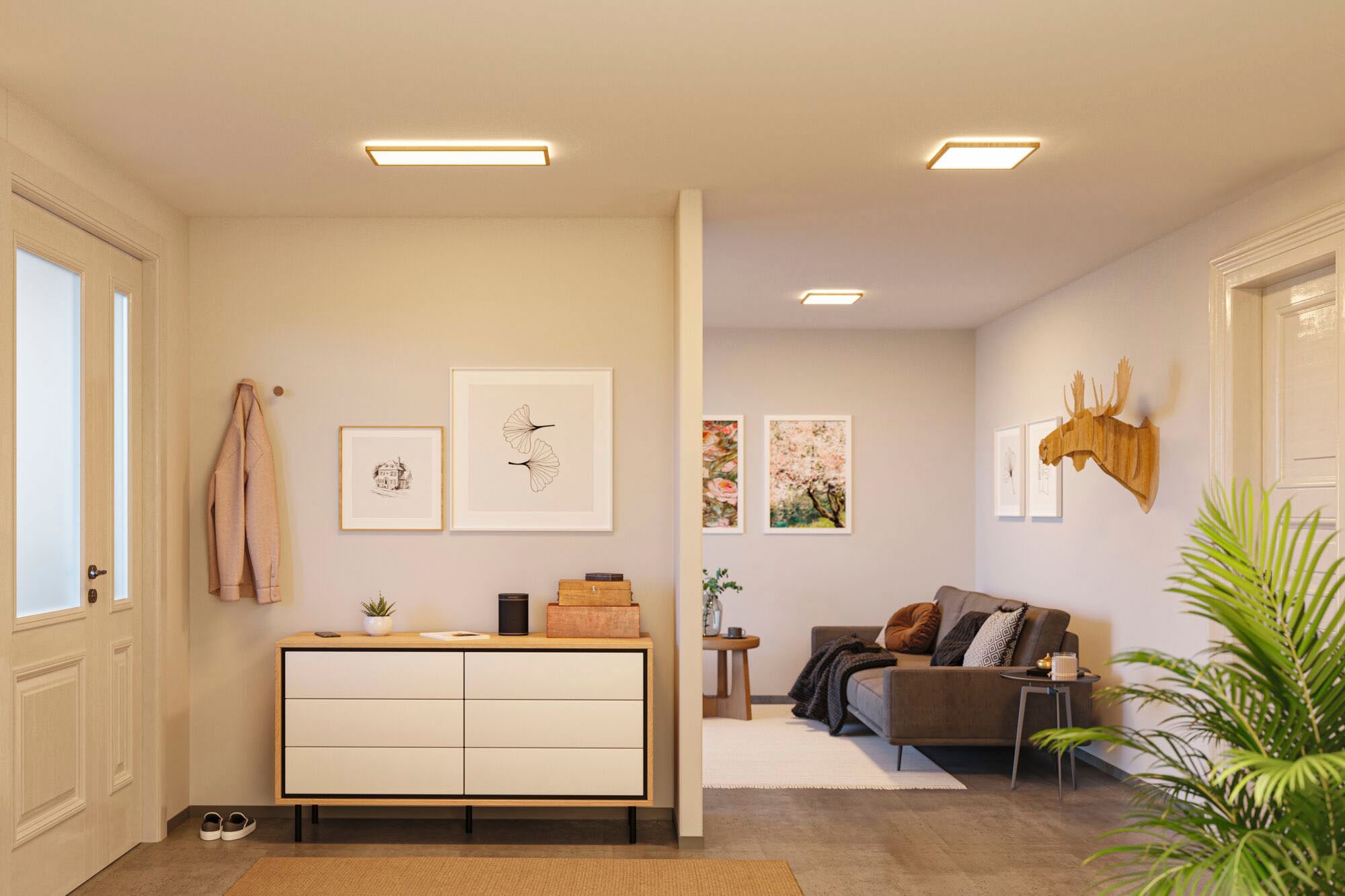 Paulmann LED Panel »Atria Shine 22W 3000K 580x200 Eiche Kunststoff IP44«, 1 flammig, Hintergrundbeleuchtung