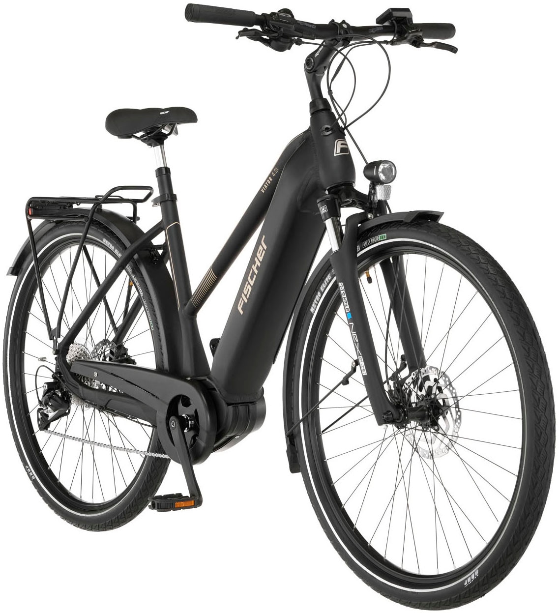 FISCHER Fahrrad E-Bike »VIATOR 4.2i«, 9 Gang, Shimano, Acera, Mittelmotor 250 W, (mit Faltschloss), Pedelec, Elektrofahrrad für Damen u. Herren