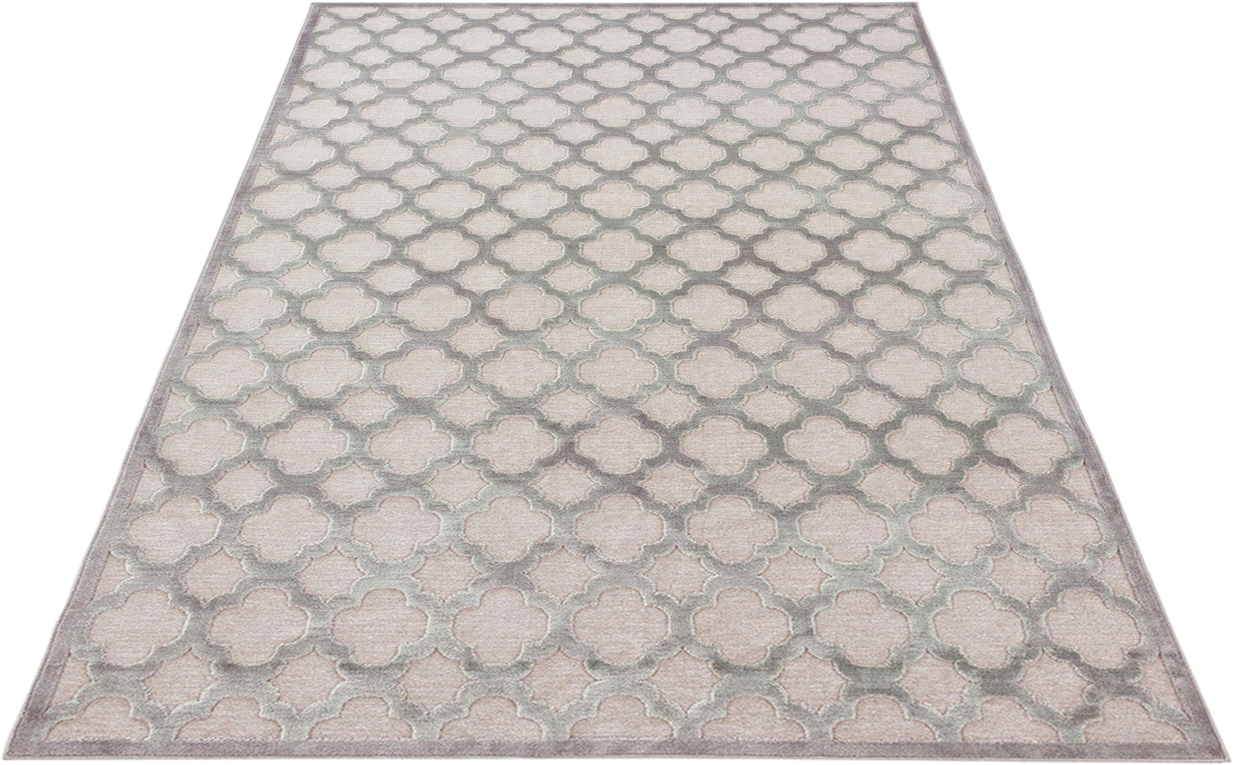 HANSE Home Teppich »Bryon«, rechteckig, 4 mm Höhe, Viskose Glanz, Hoch-Tief Struktur, Robust, Pflegeleicht, Relief Optik
