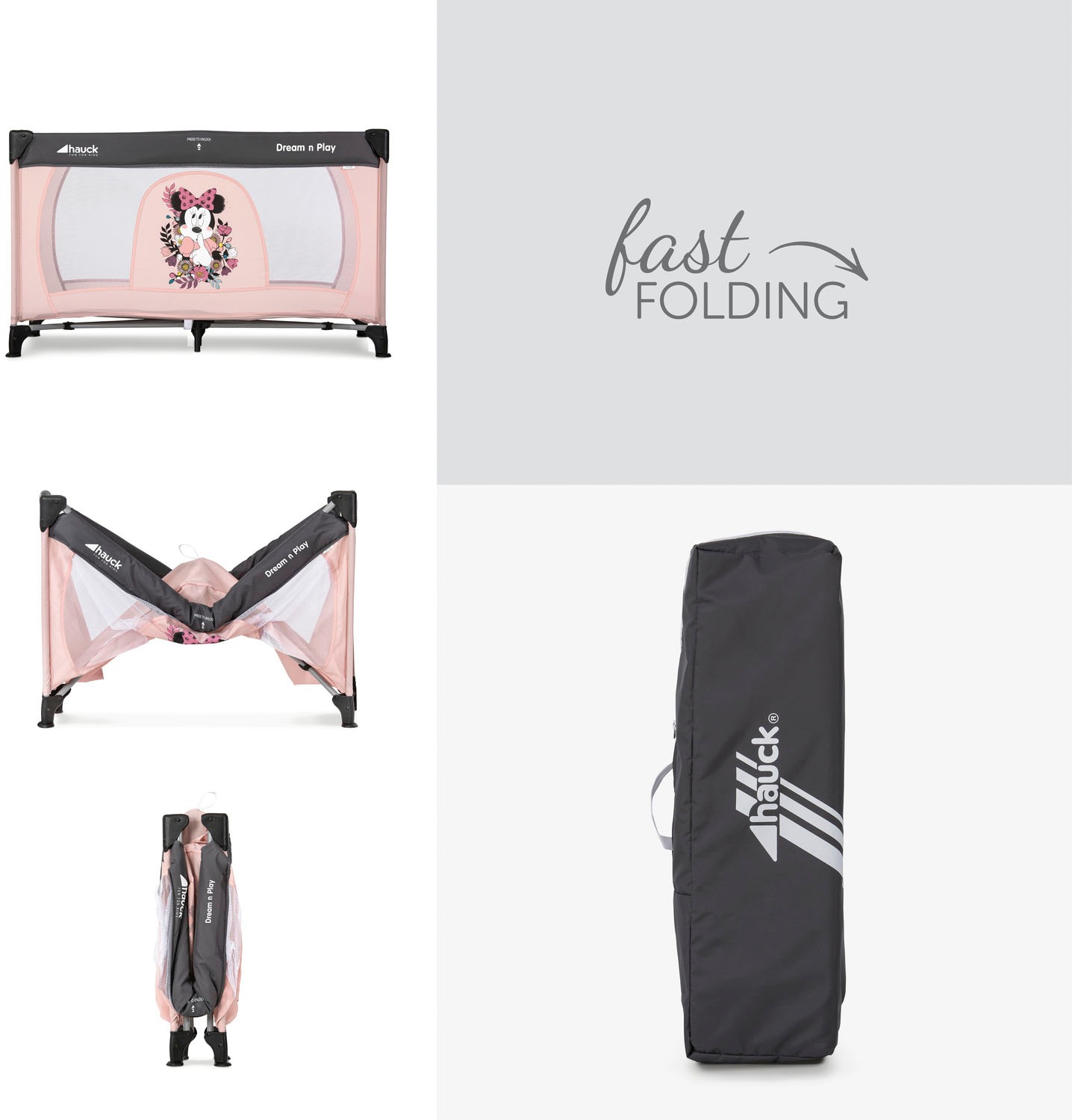 Hauck Baby-Reisebett »Dream N Play - Minnie Sweetheart«, inkl. Transporttasche