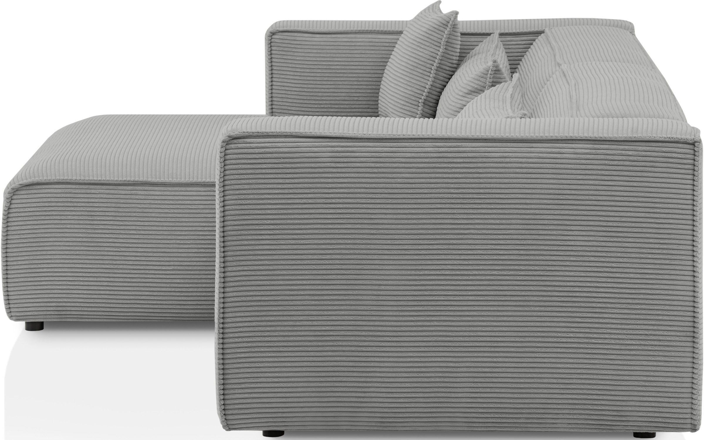 LeGer Home by Lena Gercke Ecksofa »PIARA mit Kedernaht in Cord oder Leinenoptik, moderne Couch in L-Form«, wahlweise Ottomane rechts/links, schwarze Füße, bequemer Sitzkomfort