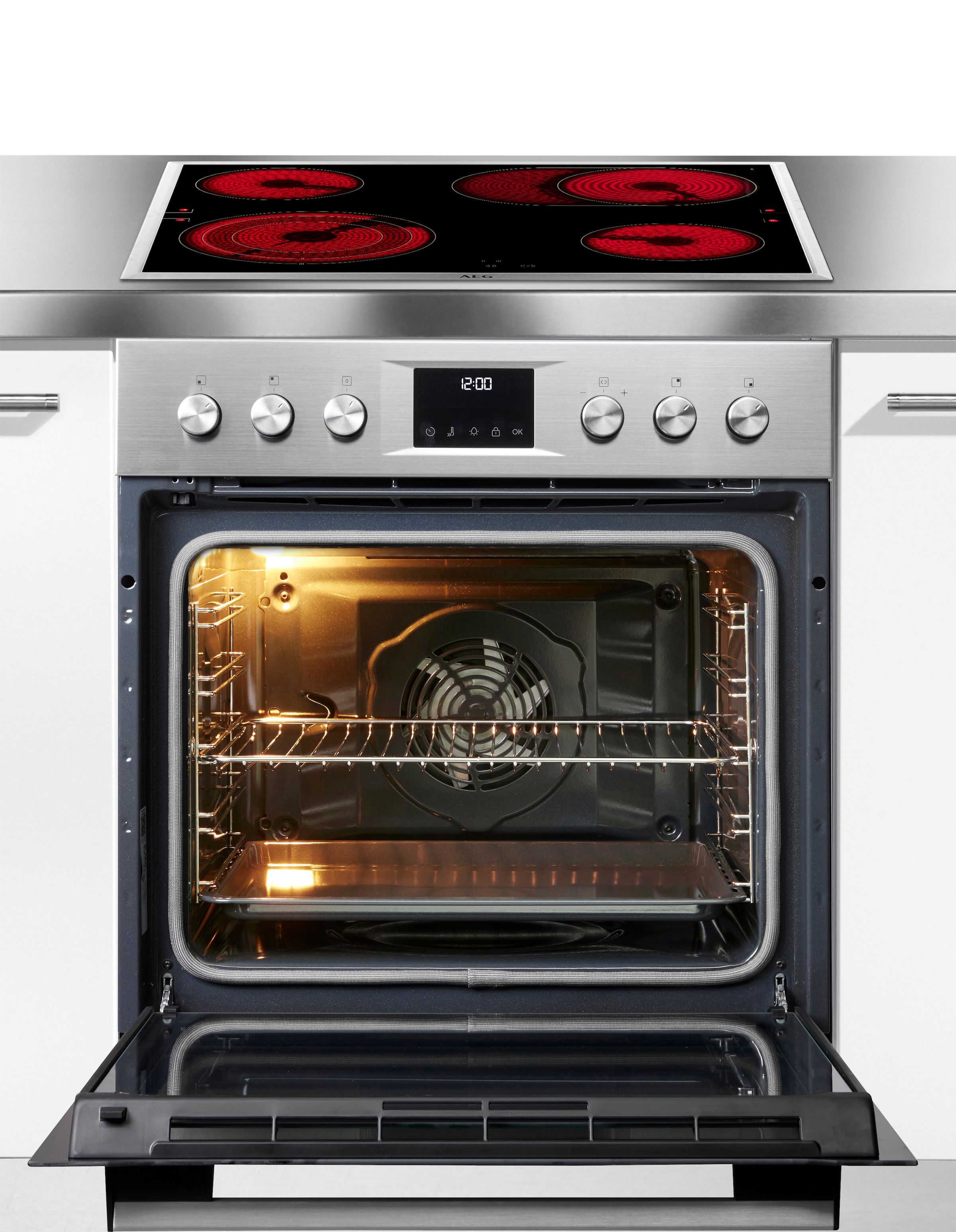 AEG Elektro-Herd-Set Serie 5000 »OU5PE40SM« Pyrolyse-Selbstreinigung Heißluft: Gleichmäßiges Garen auf 3 Ebenen: ideal für Mehrblech‑Backen