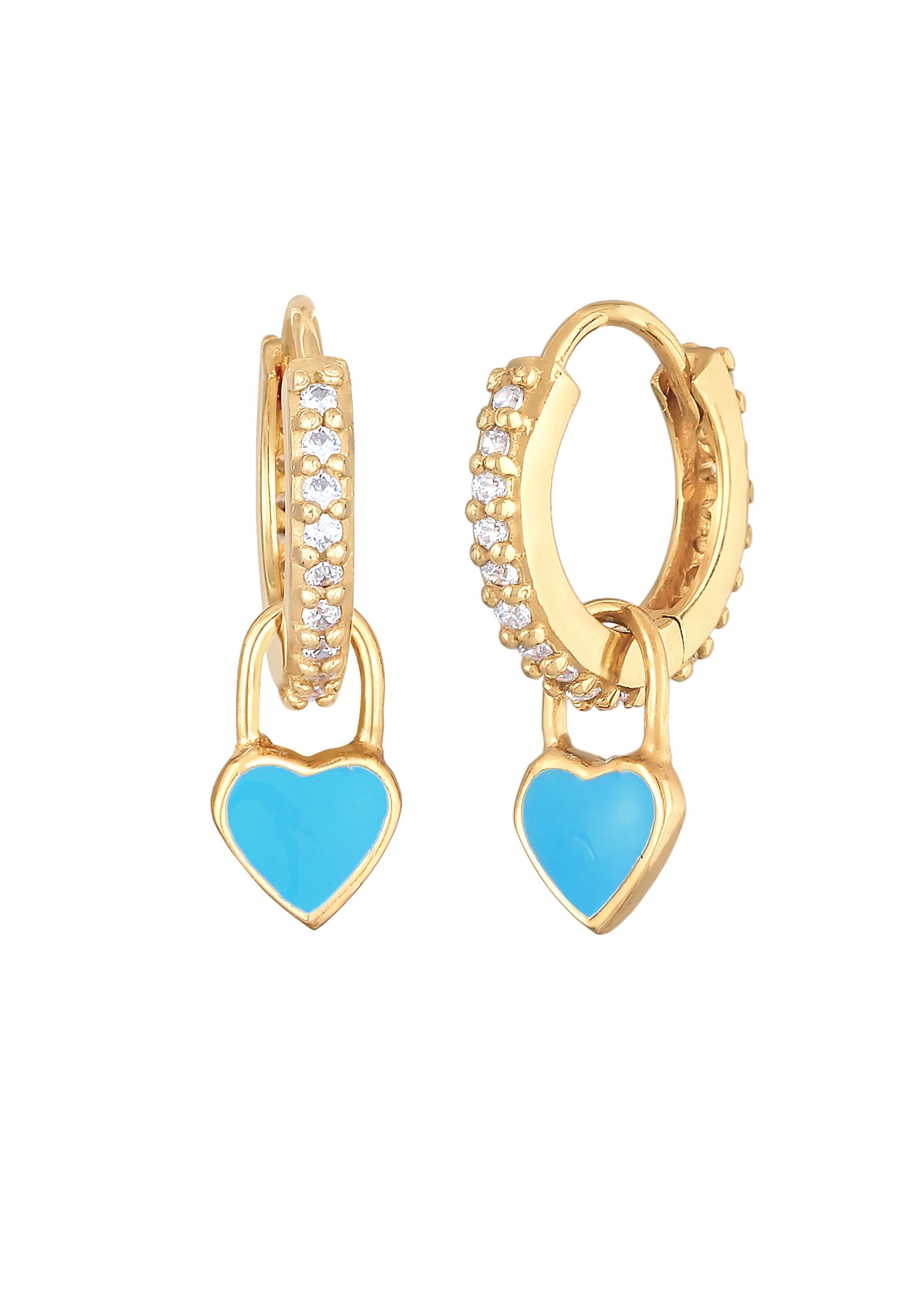 Elli Paar Creolen »Ohrringe Creolen Zirkonia Herzen Emaille 925 Silber«