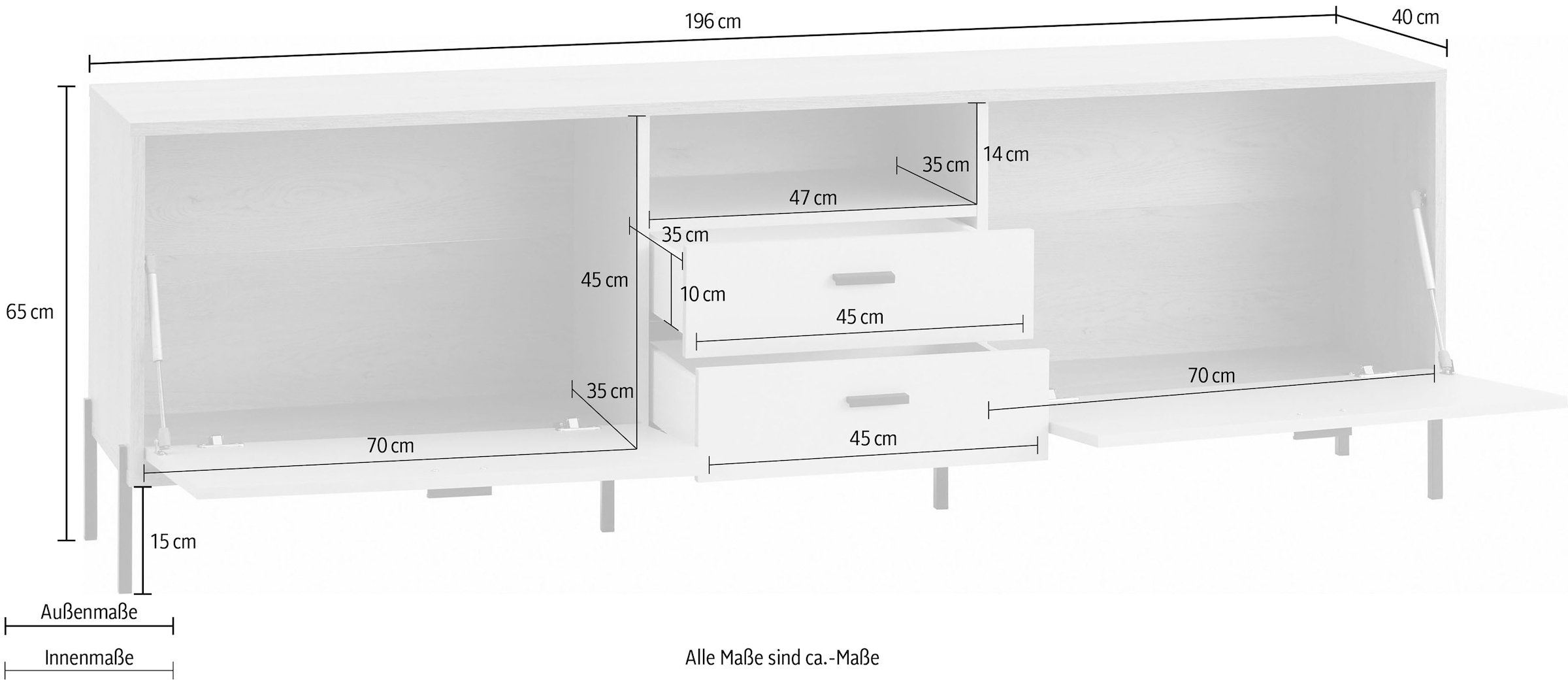 Home affaire Lowboard »Fredericia, TV-Schrank in Kaschmir, moderner TV-Unterschrank, Kommode« zeitlos, schwarze Metallgriffe und -füße, ausreichend Stauraum