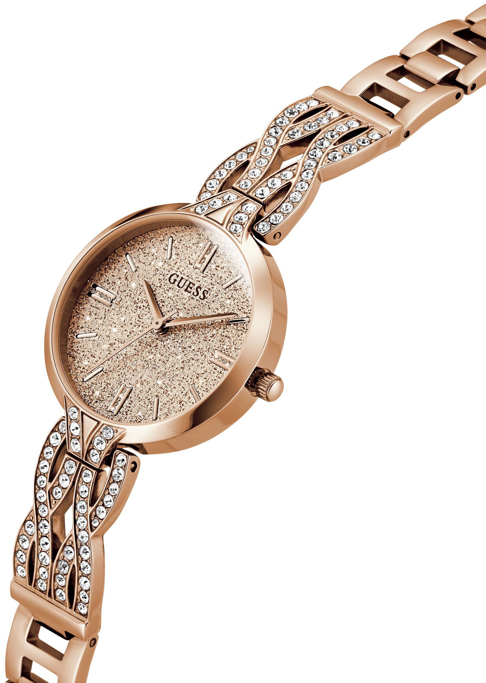 Guess Quarzuhr »CORAL« Armbanduhr, Damenuhr, Edelstahlarmband