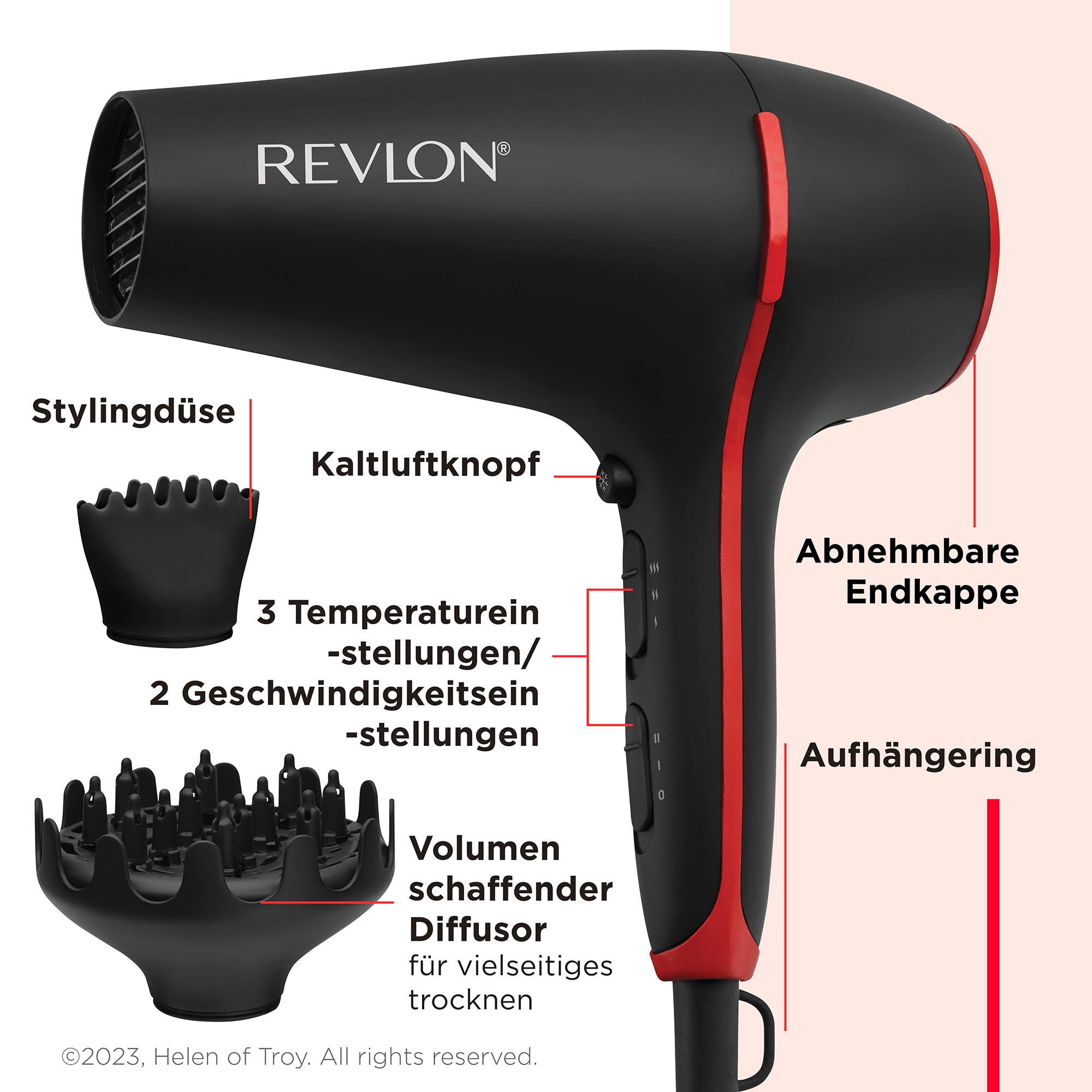 Revlon Ionic-Haartrockner »SMOOTHSTAY RVDR5317«, 2000 W, 2 Aufsätze, Gitter mit dreifacher Keramikbeschichtung und Kokosnussöl-Infusion