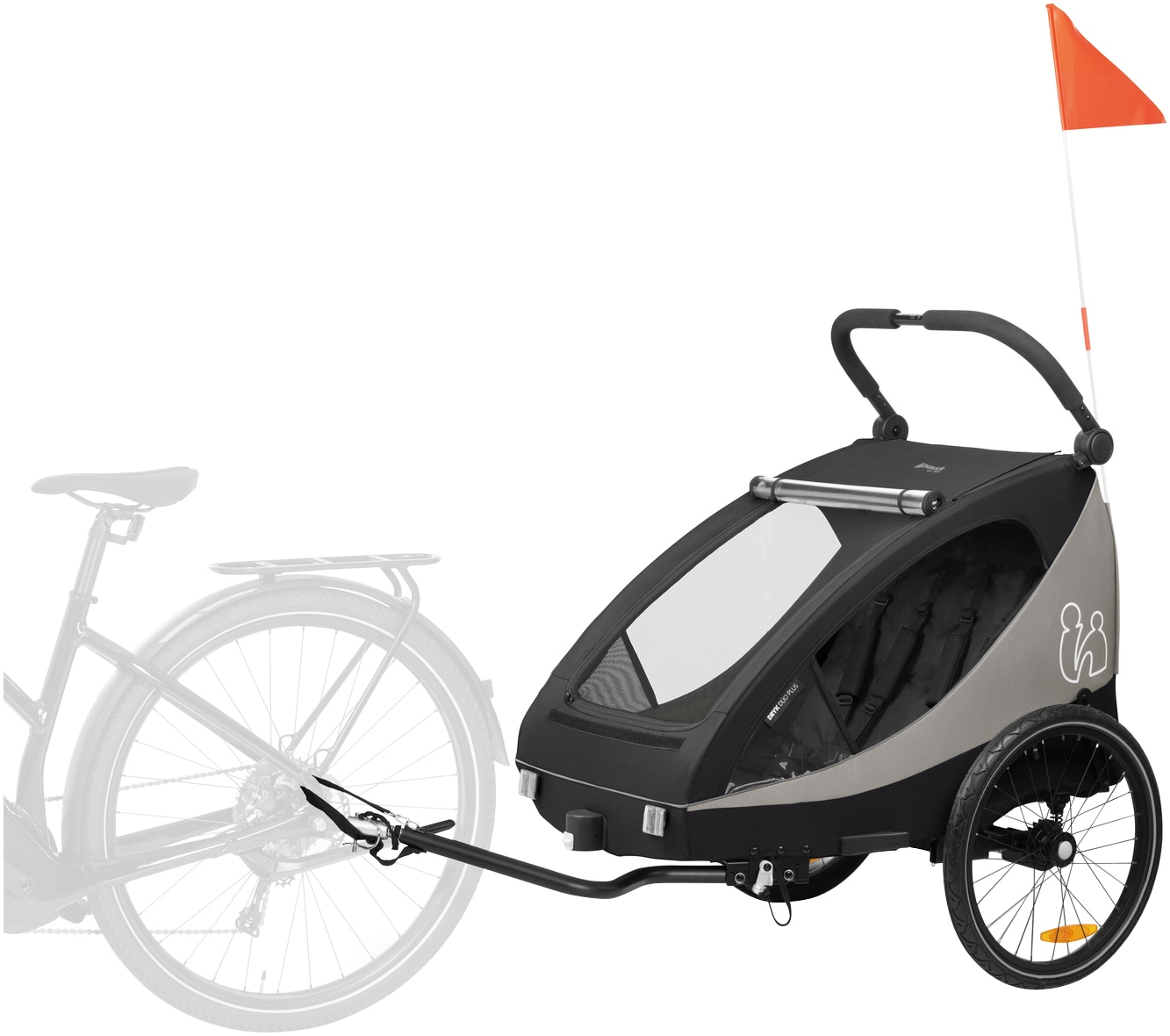 Hauck Fahrradkinderanhänger »2in1 Bike Trailer und Buggy Dryk Duo Plus, black«, für 2 Kinder; inklusive Deichsel