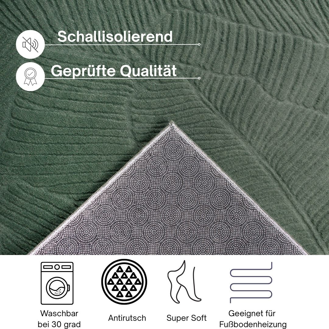 OTTO home Teppich »Sveaa« rechteckig 8 mm Höhe mit Anti-Rutsch-Rücken und 3D-Optik