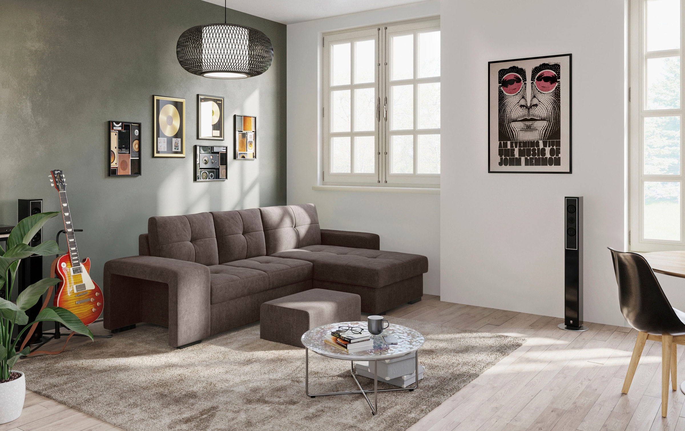 COTTA Ecksofa »Mattina L-Form«, mit Hocker, wahlweise mit Bettfunktion & Bettkasten