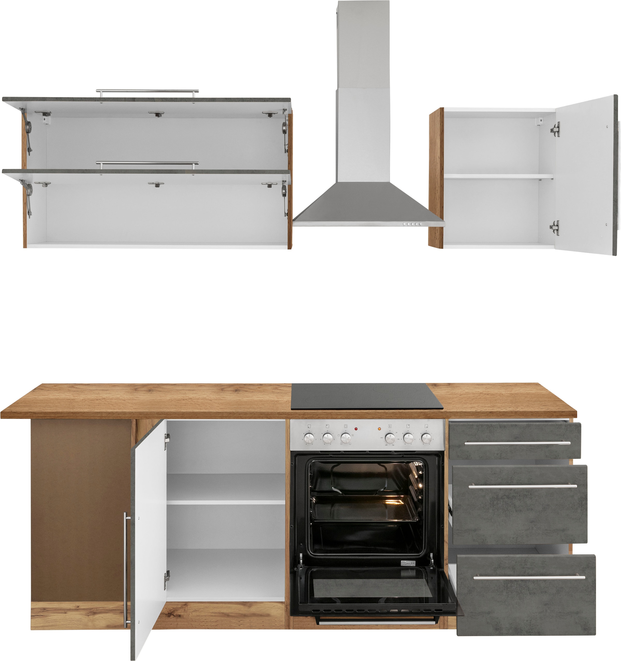 KOCHSTATION Winkelküche »Samos«, mit E-Geräten, Stellbreite 220/220 cm