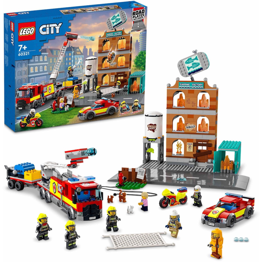 LEGO® Konstruktionsspielsteine »Feuerwehreinsatz mit Löschtruppe (60321), LEGO® City«, (766 St.)