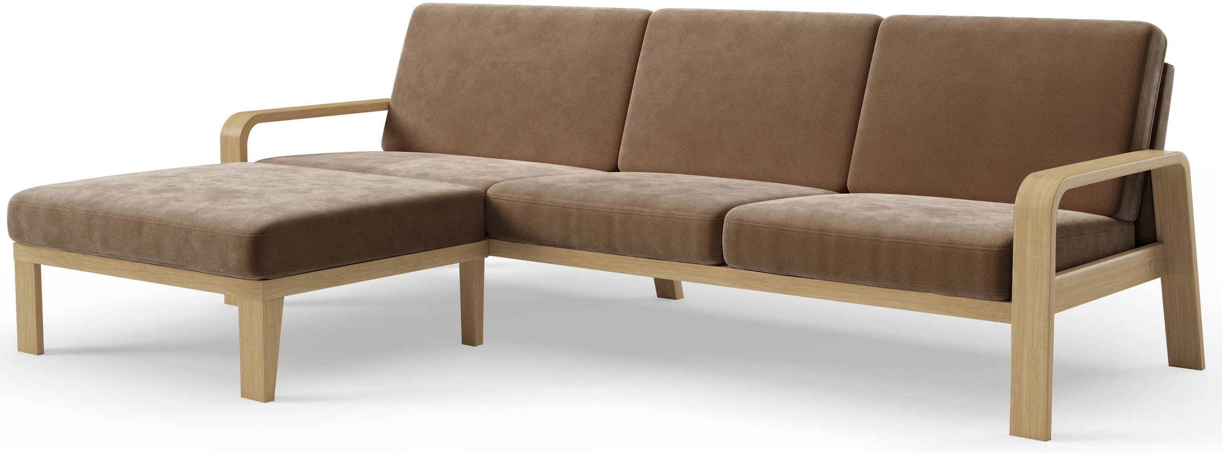 sit&more Ecksofa »Kolding L-Form« Armlehnen aus Buchenholz in natur, verschiedene Bezüge und Farben