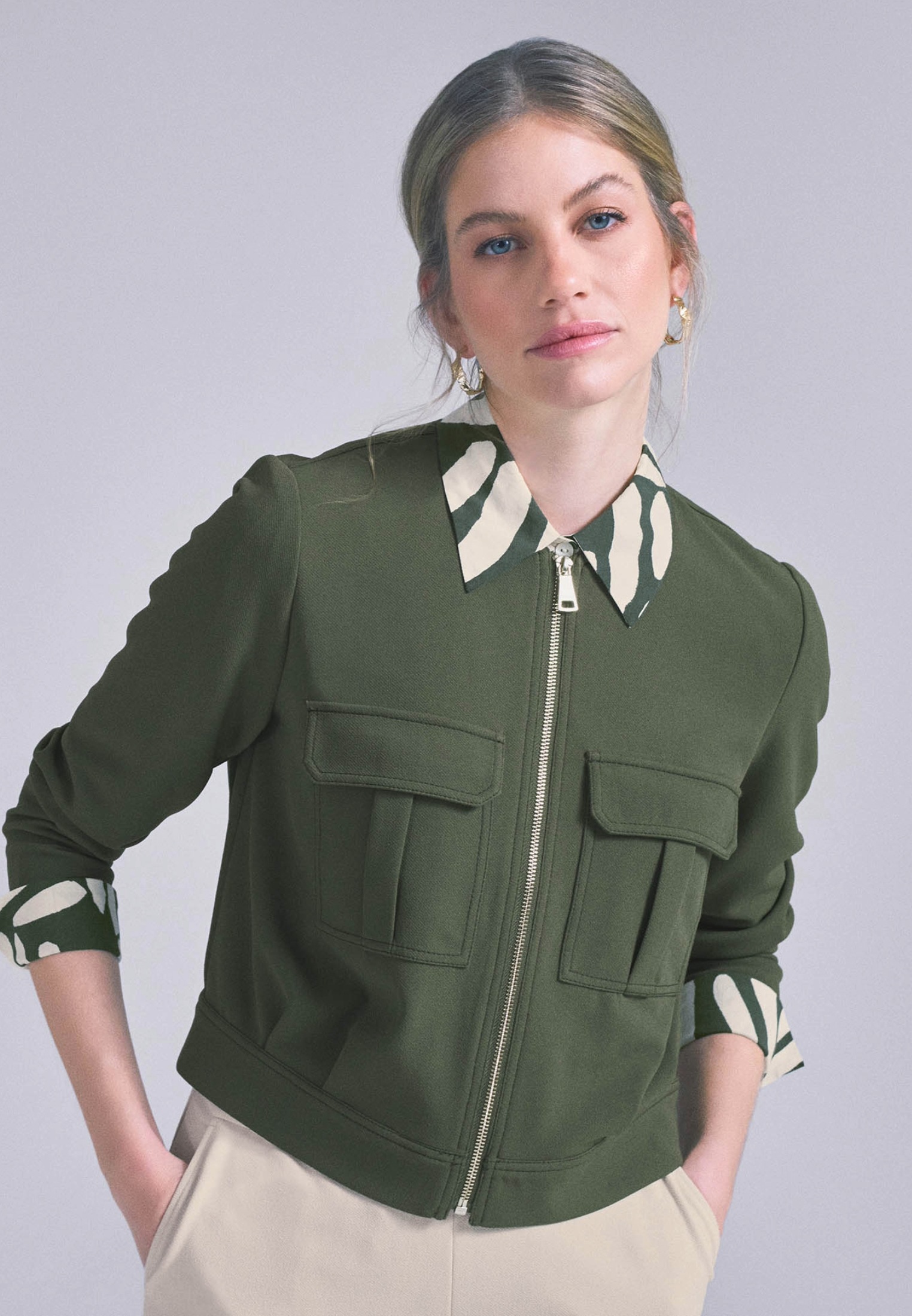 Zero Sweatblazer »Sweatjacke mit Klappentaschen«