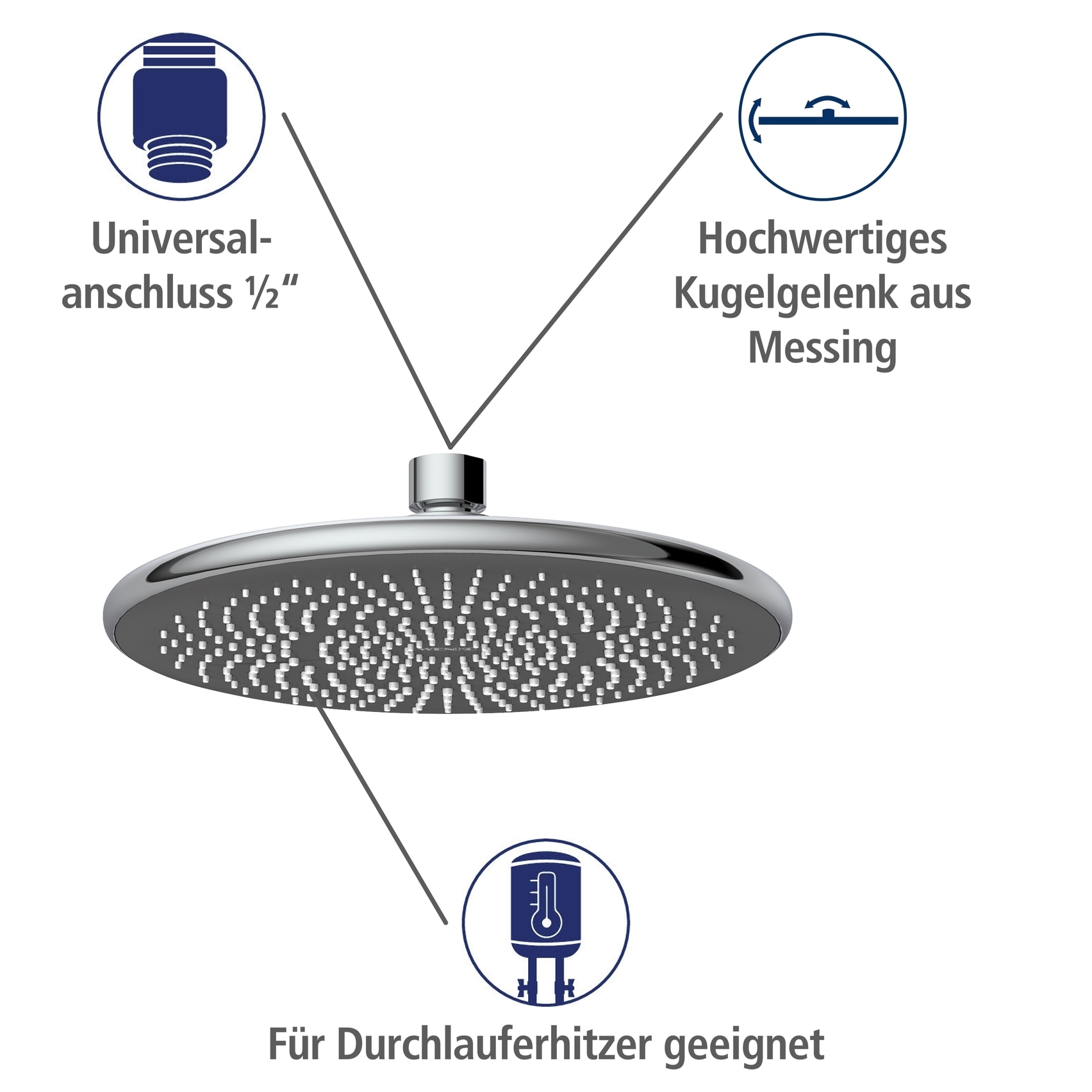 WENKO Regenduschkopf »Watersaving« Ø 22,5 cm