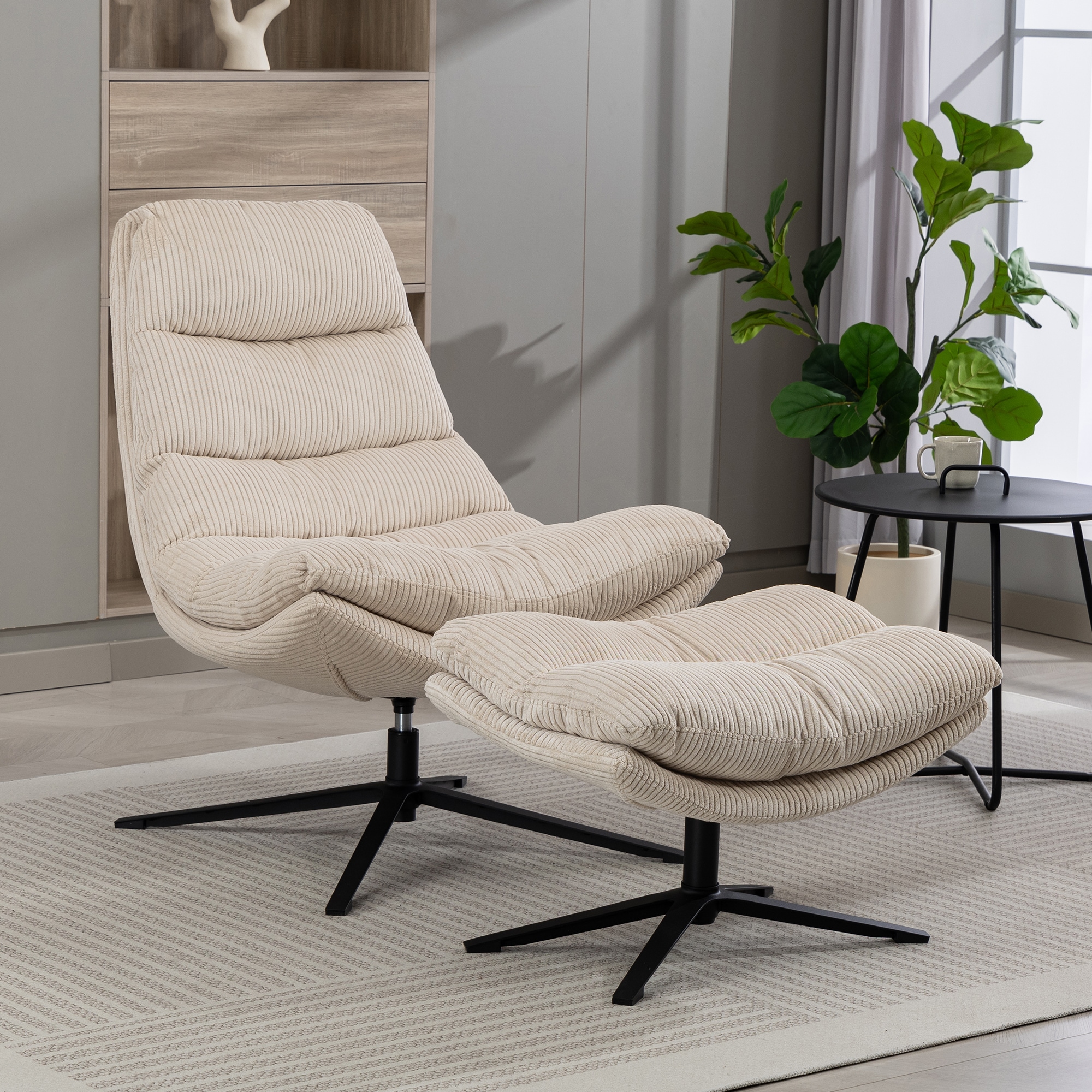 Duo Collection Relaxsessel »Porto« 360° drehbar, doppelte Polsterung, mit Hocker, bis 115 kg belastbar