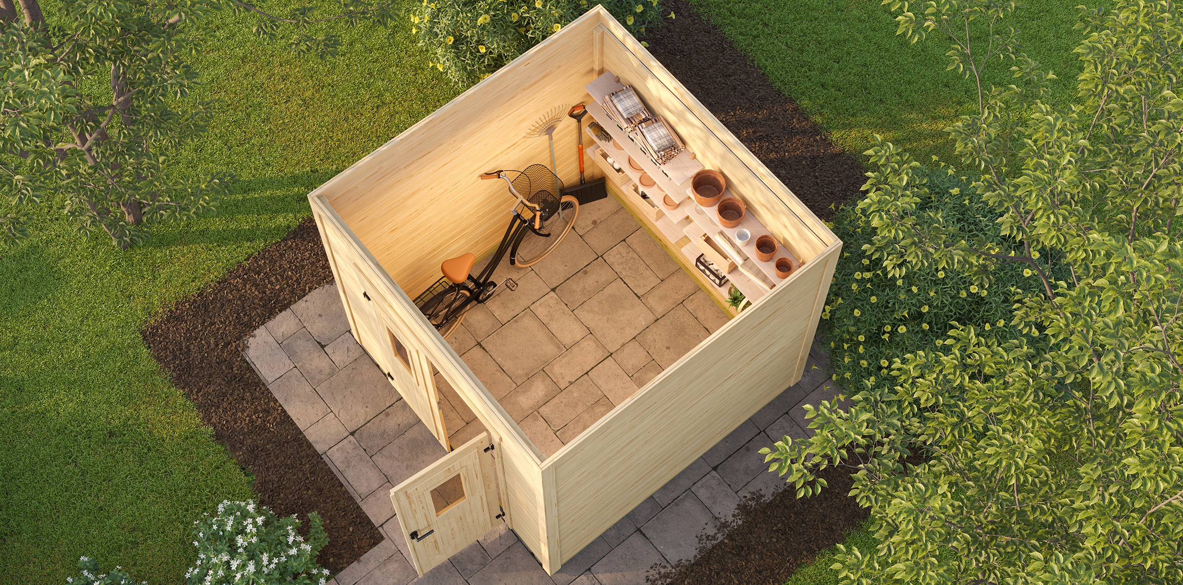 Nordic Holz Gartenhaus »Felix 2« kleiner stilvoller Schuppen mit Flachdach