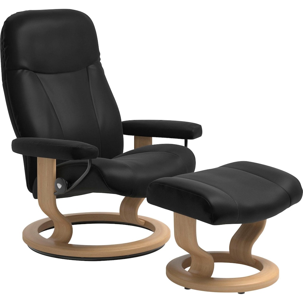 Stressless® Relaxsessel »Garda«, (Set, Relaxsessel mit Hocker), mit Hocker, mit Classic Base, Größe L, Gestell Eichefarben