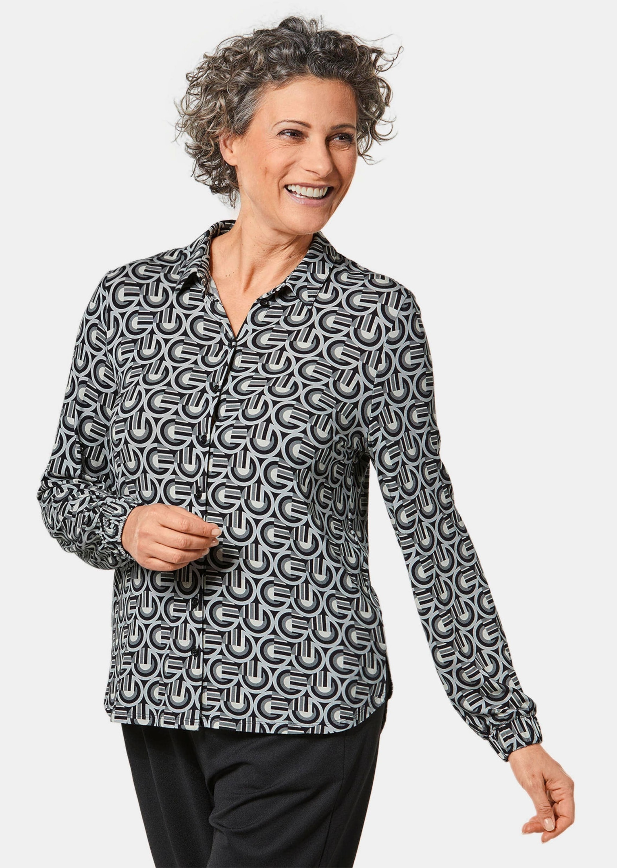 GOLDNER Hemdbluse »Ausdrucksstarke Jerseybluse mit Stretchanteil«