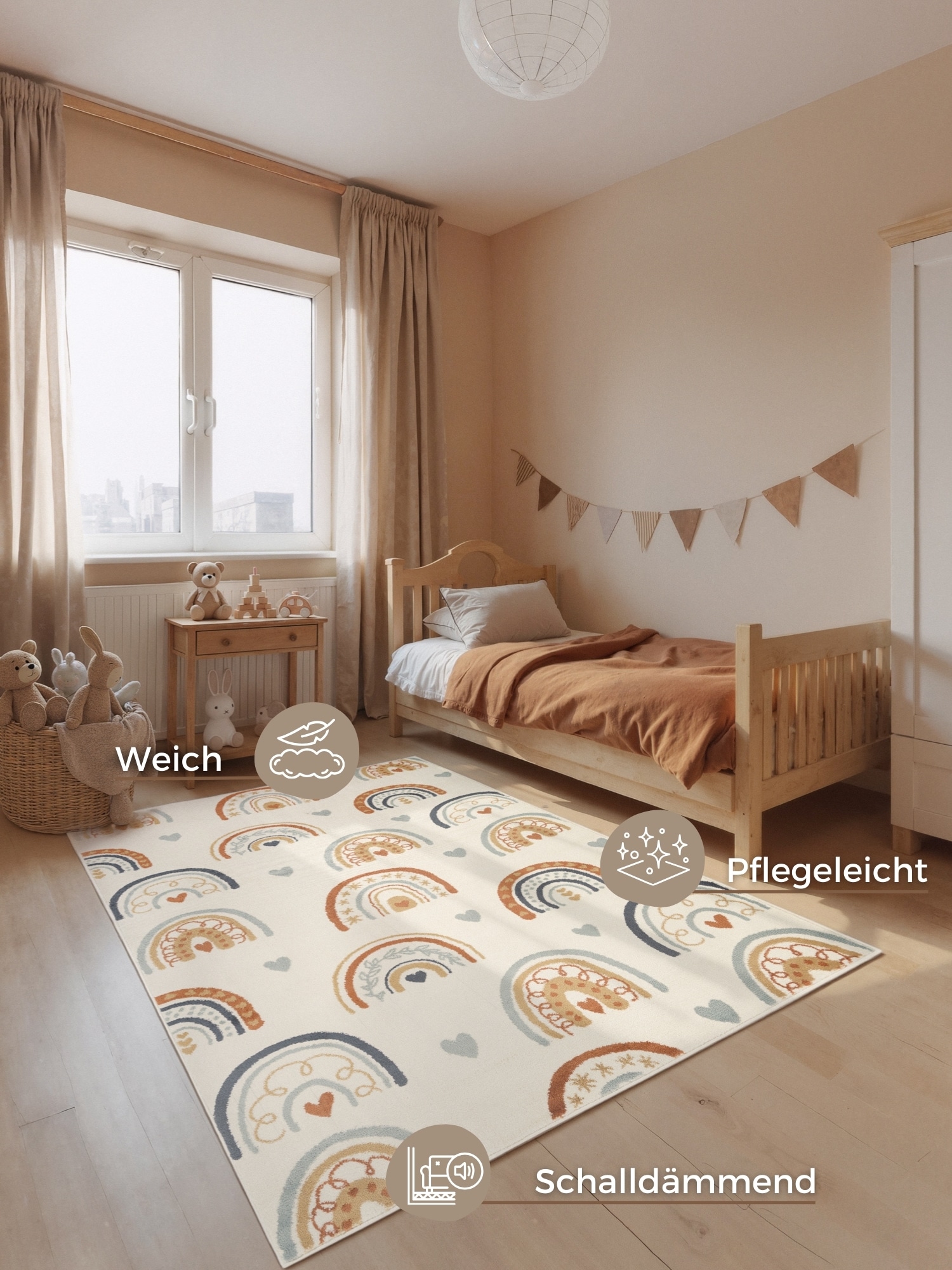 HANSE Home Kinderteppich »Bowie« rechteckig 10 mm Höhe Pflegeleicht, Weich, Kinderzimmer, Spielteppich, Spielunterlage