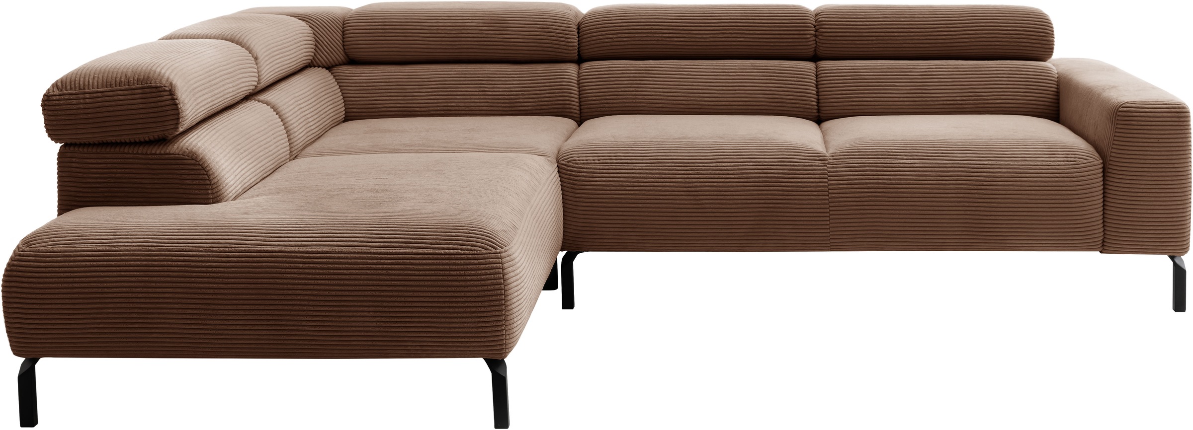 Places of Style Ecksofa »Antonelli, L-Form, inkl. Kopfteilverstellung, Breite 276 cm«, mit elektrischer Sitztiefenverstellung, in Cord, rost