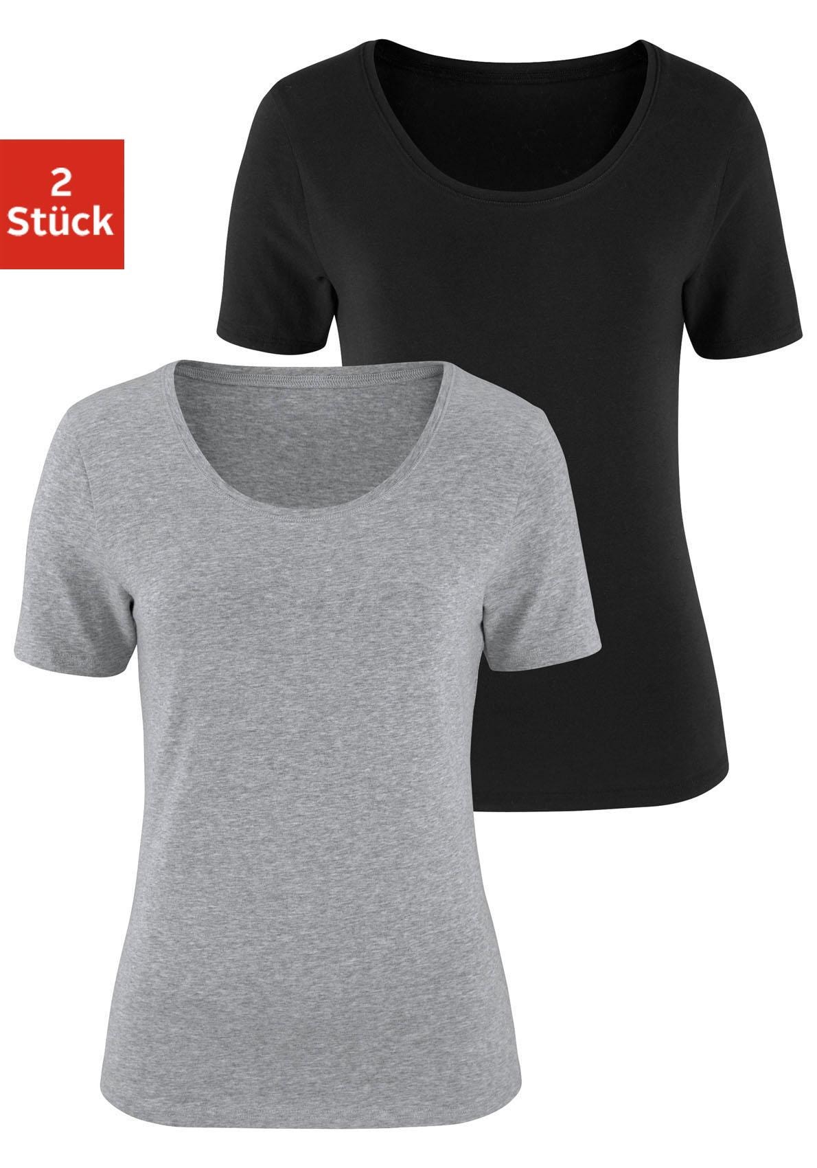 Vivance T-Shirt »aus elastischer Baumwoll-Qualität«, (2er-Pack)