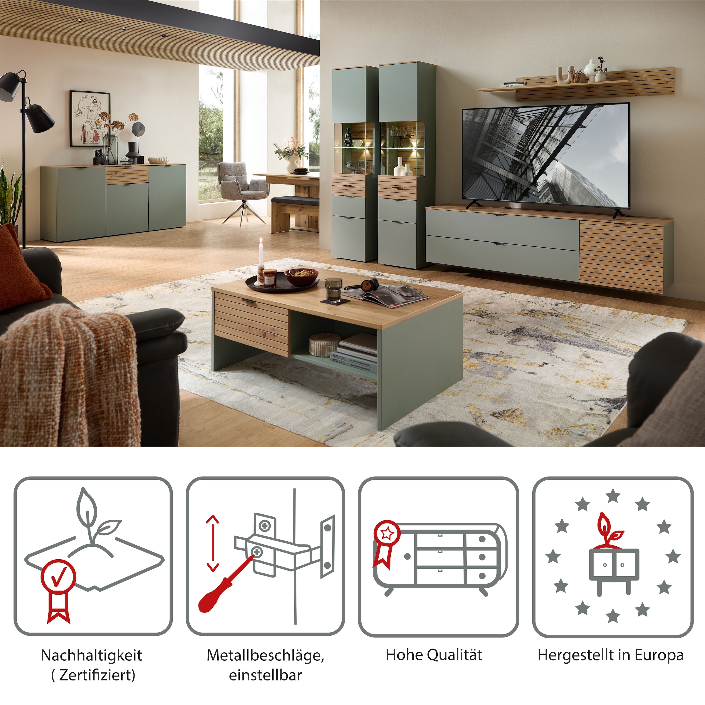 Innostyle TV-Schrank »INA TV-Lowboard, 60 x 51 x 44 cm (B/H/T)« 1 Stk. tlg. stehend/hängend verwendbar, 1 türig, Softclose