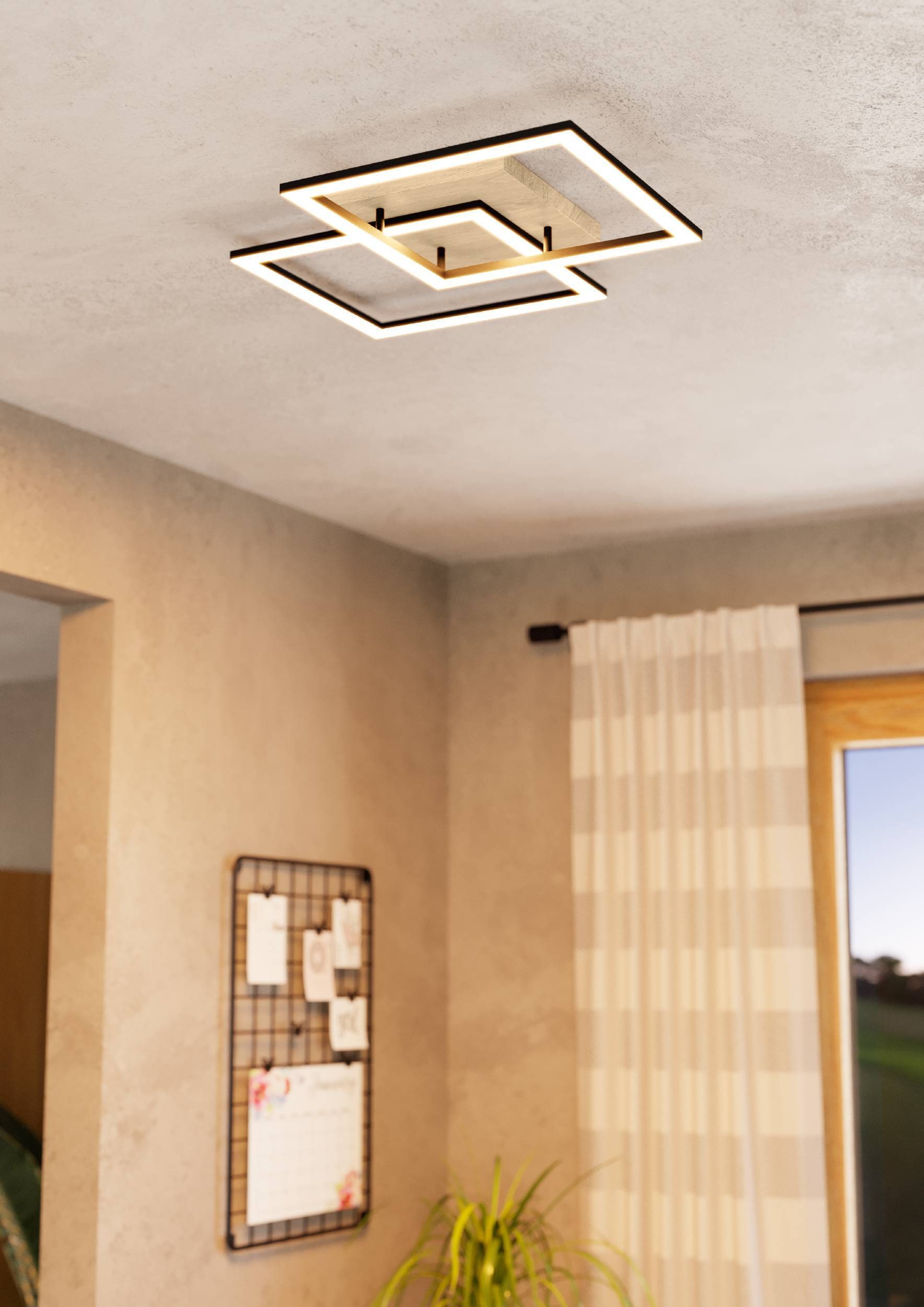 EGLO Deckenleuchte »Lomaltas-z Deckenlampe, ZigBee, App und Sprachsteuerung, Flurlampe« LED-Modul 1 Stk. Kaltweiß | Neutralweiß | Warmweiß Wand-/Deckenleuchte - L77 x B49,5 x H8,5 cm - schwarz, braun